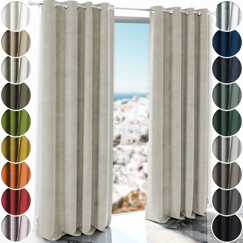 Zasłony zaciemniające Rząska® na przelotkach z kolekcji Millenium Velvet, 1 sztuka szyta na wymiar w kolorze Polar Bear, biało-szarym.