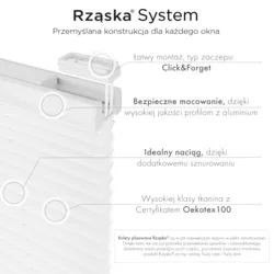 Inwazyjne rolety na okna Rząska® pod wymiar, uchwyty Risinfix do przykręcania, kolekcja Premium w kolorze Białe święto, białym z profilem białym.