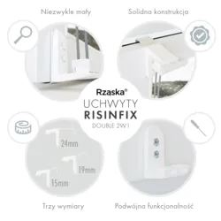 Inwazyjne plisy okienne Rząska® na wymiar, uchwyty Risinfix Double 2w1, kolekcja Thermo w kolorze Białe święto, białym z profilem białym.