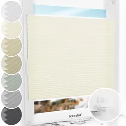 Bezinwazyjne plisy na okno Rząska® pod na wymiar, uchwyty Risinfix Incognito X do zaciskania, kolekcja Dolomite w kolorze Waniliowe niebo, beżowym z profilem białym.