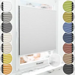 Bezinwazyjne plisy okienne Rząska® na wymiar o strukturze plastra miodu kolekcja Honeycomb w kolorze Światło księżyca, białym z profilem białym.