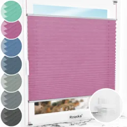 Bezinwazyjne plisy okienne Rząska® na wymiar, uchwyty Risinfix Incognito X do zaciskania, kolekcja Melange w kolorze Magiczny róż, różowym z profilem srebrnym.