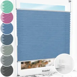 Bezinwazyjne plisy okienne Rząska® na wymiar, uchwyty Risinfix Incognito X do zaciskania, kolekcja Melange w kolorze Głębokie morze, niebieskim z profilem srebrnym.