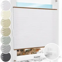 Bezinwazyjne plisy na okno Rząska® pod na wymiar, uchwyty Risinfix Incognito X do zaciskania, kolekcja Dolomite w kolorze Zimny poranek, szarym z profilem dębowym.