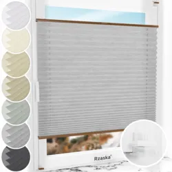 Bezinwazyjne plisy na okno Rząska® pod na wymiar, uchwyty Risinfix Incognito X do zaciskania, kolekcja Dolomite w kolorze Szary sztorm, szarym z profilem dębowym.