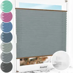 Bezinwazyjne plisy okienne Rząska® na wymiar, uchwyty Risinfix Incognito X do zaciskania, kolekcja Melange w kolorze Góry skaliste, szarym z profilem dębowym.