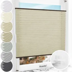 Bezinwazyjne plisy na okno Rząska® pod na wymiar, uchwyty Risinfix Incognito X do zaciskania, kolekcja Dolomite w kolorze Lekka kawa, beżowym z profilem orzechowym.