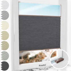 Inwazyjne rolety plisowane Rząska® na wymiar, uchwyty Risinfix do przykręcania, kolekcja Dolomite w kolorze Ciemny vintage, szarym z profilem brązowym.