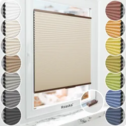 Inwazyjne plisy, rolety termoizolacyjne Rząska® na wymiar o strukturze plastra miodu kolekcja Honeycomb w kolorze Wydma, beżowym z profilem brązowym.