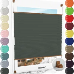Bezinwazyjne rolety termoizolacyjne Rząska® na wymiar, uchwyty Risinfix do zaciskania na imbus, kolekcja Thermo w kolorze Przed sztormem, szarym z profilem dębowym.