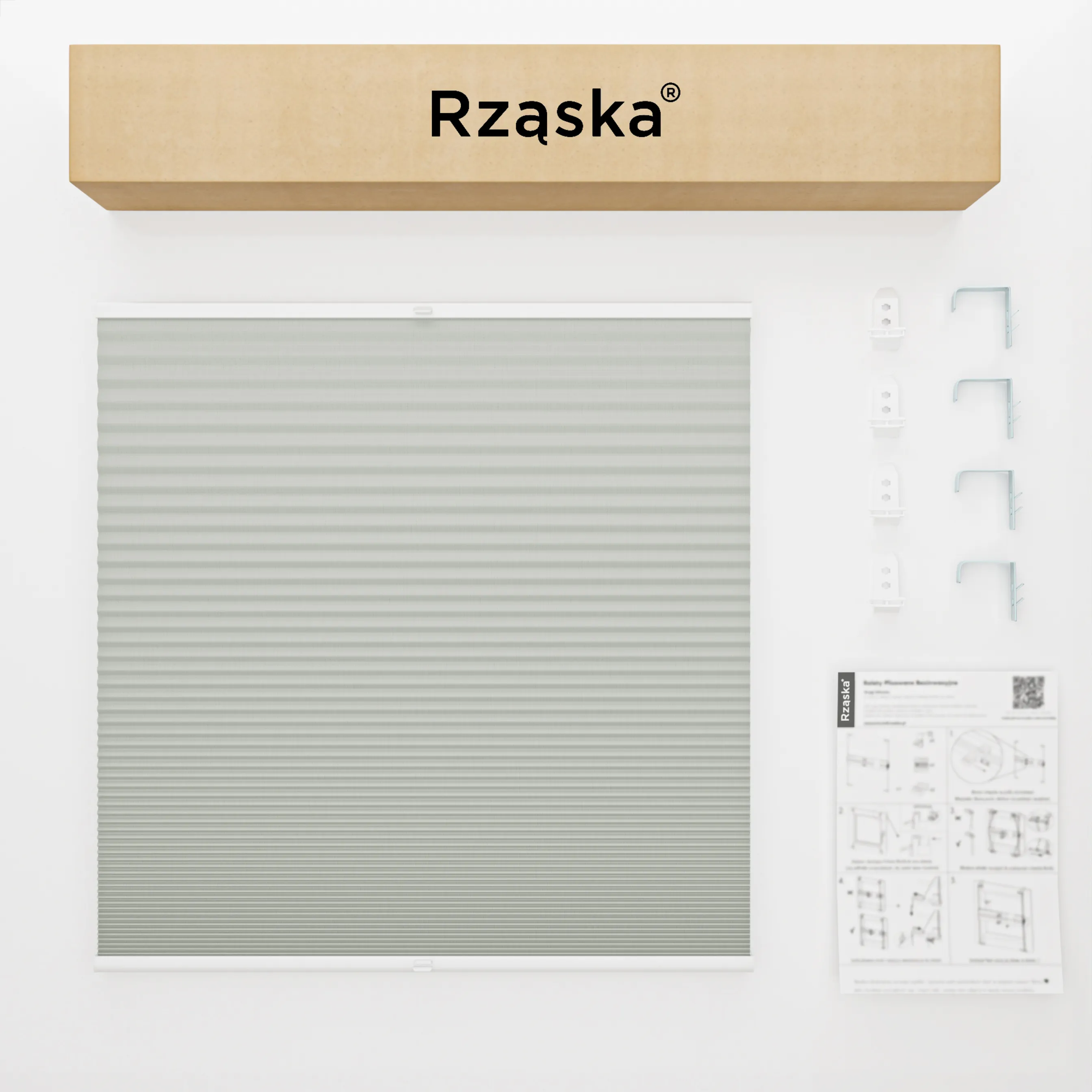 Inwazyjne plisy zaciemniające Rząska® na wymiar o strukturze plastra miodu kolekcja Honeycomb w kolorze Dzwoneczkowy Pył, pastelowa zieleń z profilem białym.