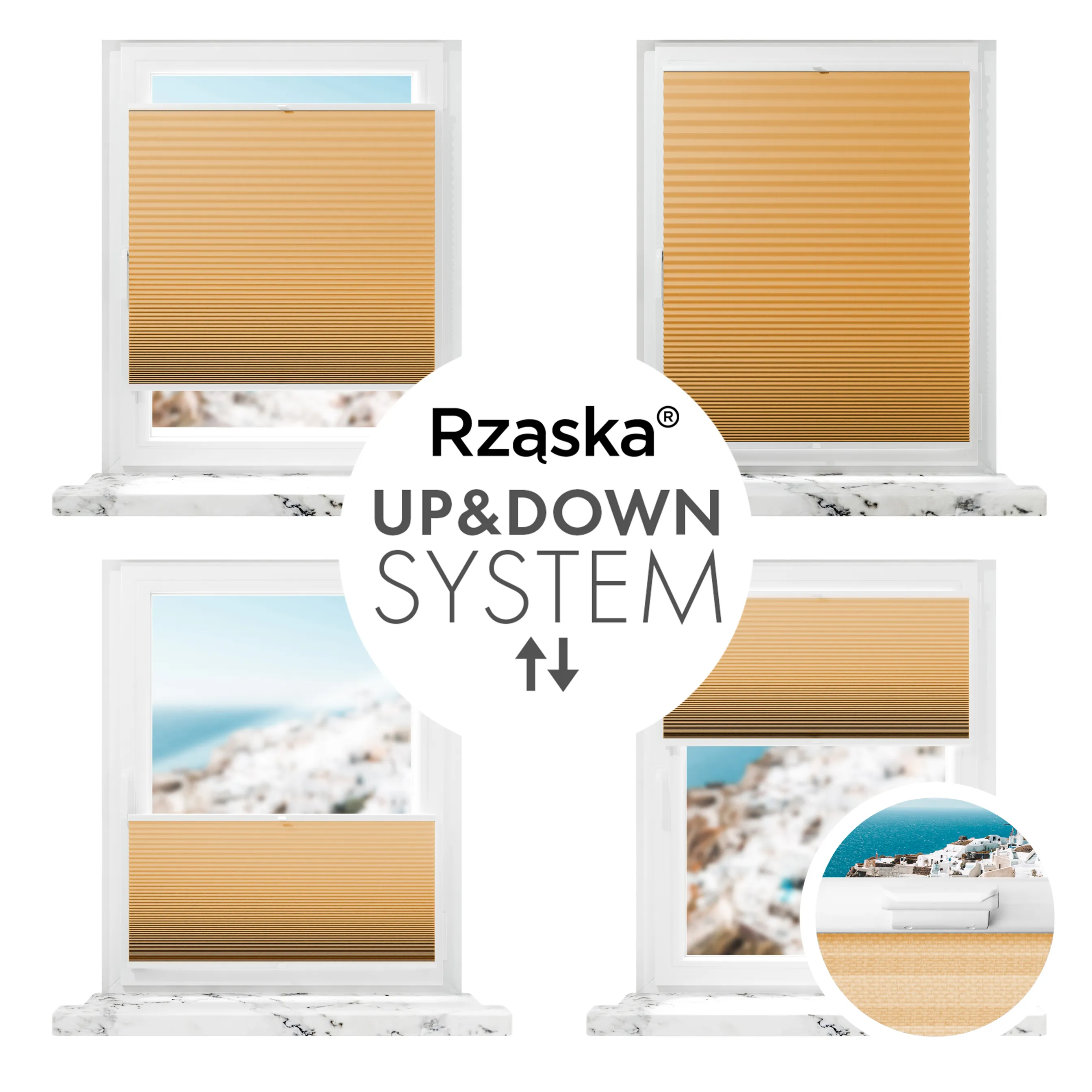 Inwazyjne plisy zaciemniające Rząska® na wymiar o strukturze plastra miodu kolekcja Honeycomb w kolorze Cytrusowa poświata, pomarańczowym z profilem białym.