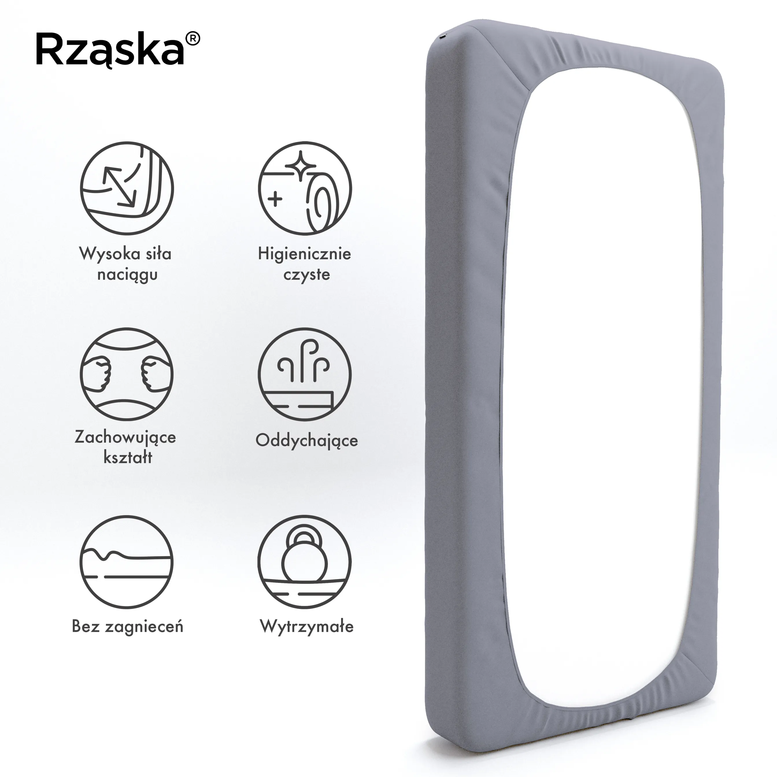 Prześcieradła z gumką Rząska® w rozmiarze 120x200 cm, wykonane z bawełny na wysokość materaca cm z kolekcji WOW! w kolorze Graceful Grayce, jasnoszarym.