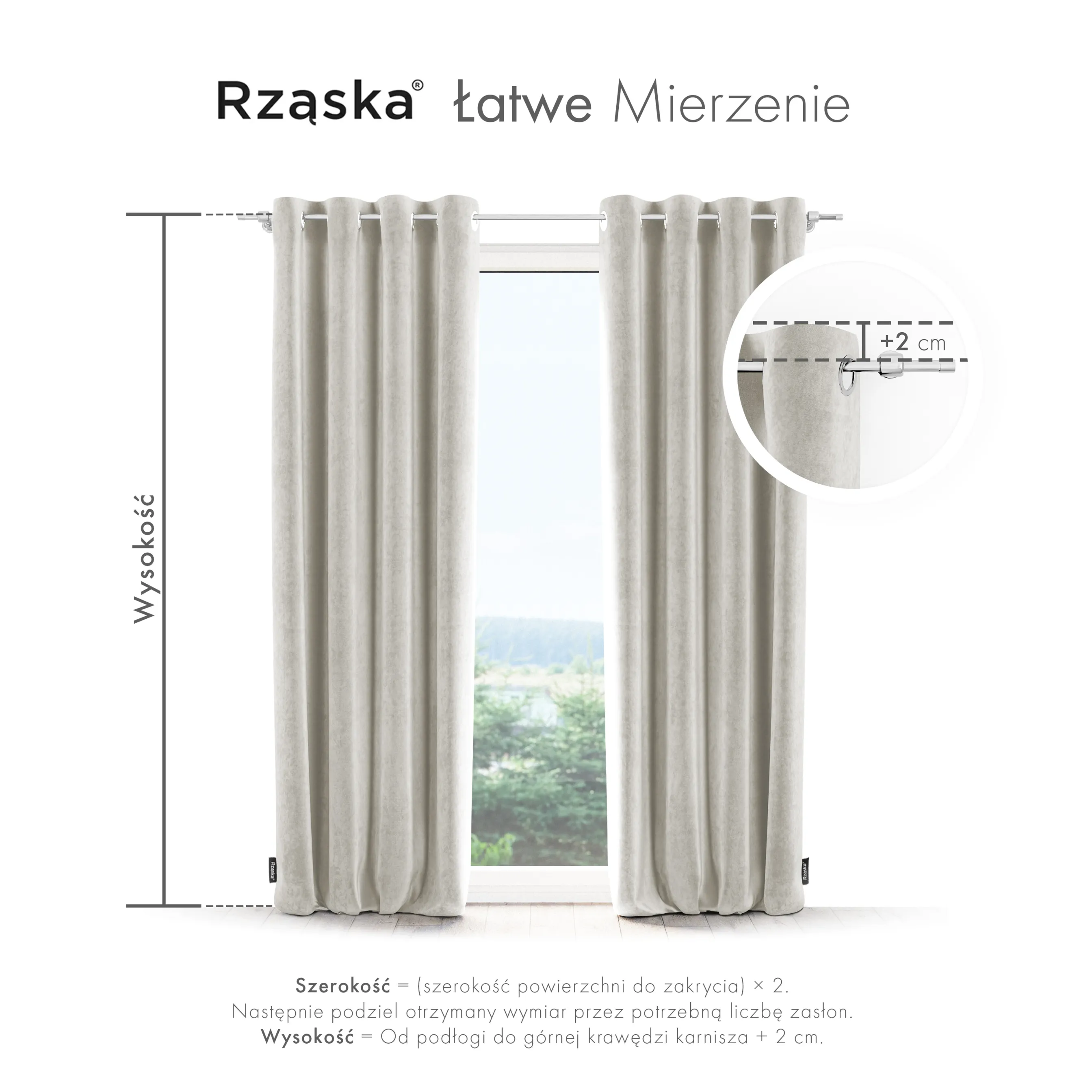 Zasłony zaciemniające Rząska® na przelotkach z kolekcji Millenium Velvet, 1 sztuka szyta na wymiar w kolorze Polar Bear, biało-szarym.