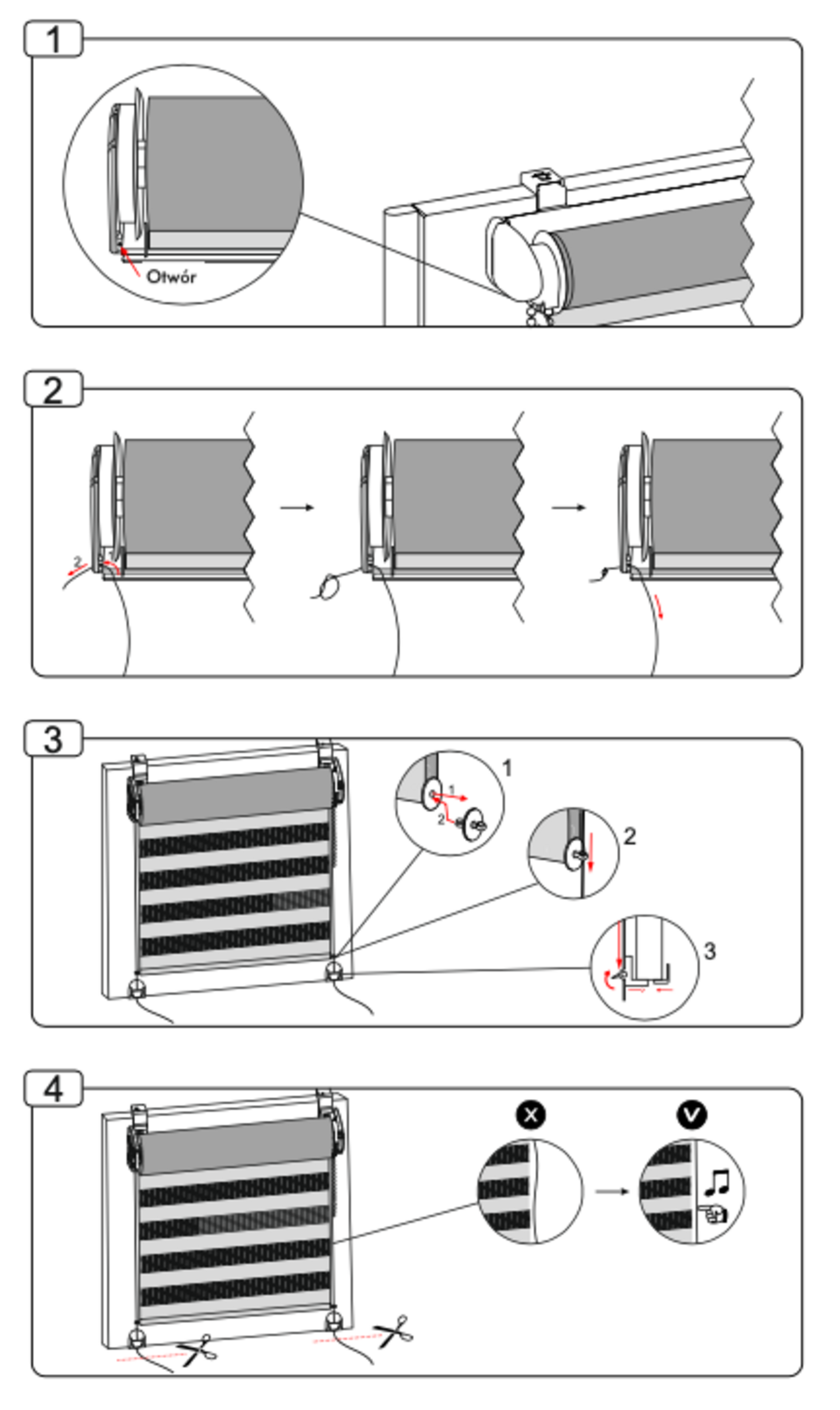 montaż rolety dzień noc z żyłką