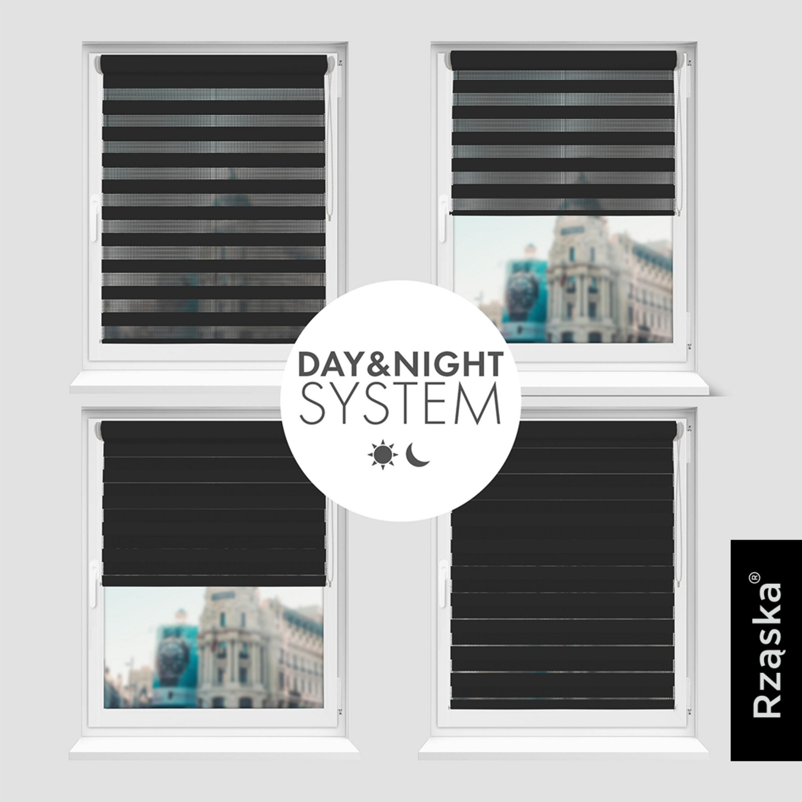 rolety dzień noc w kasecie bezinwazyjne