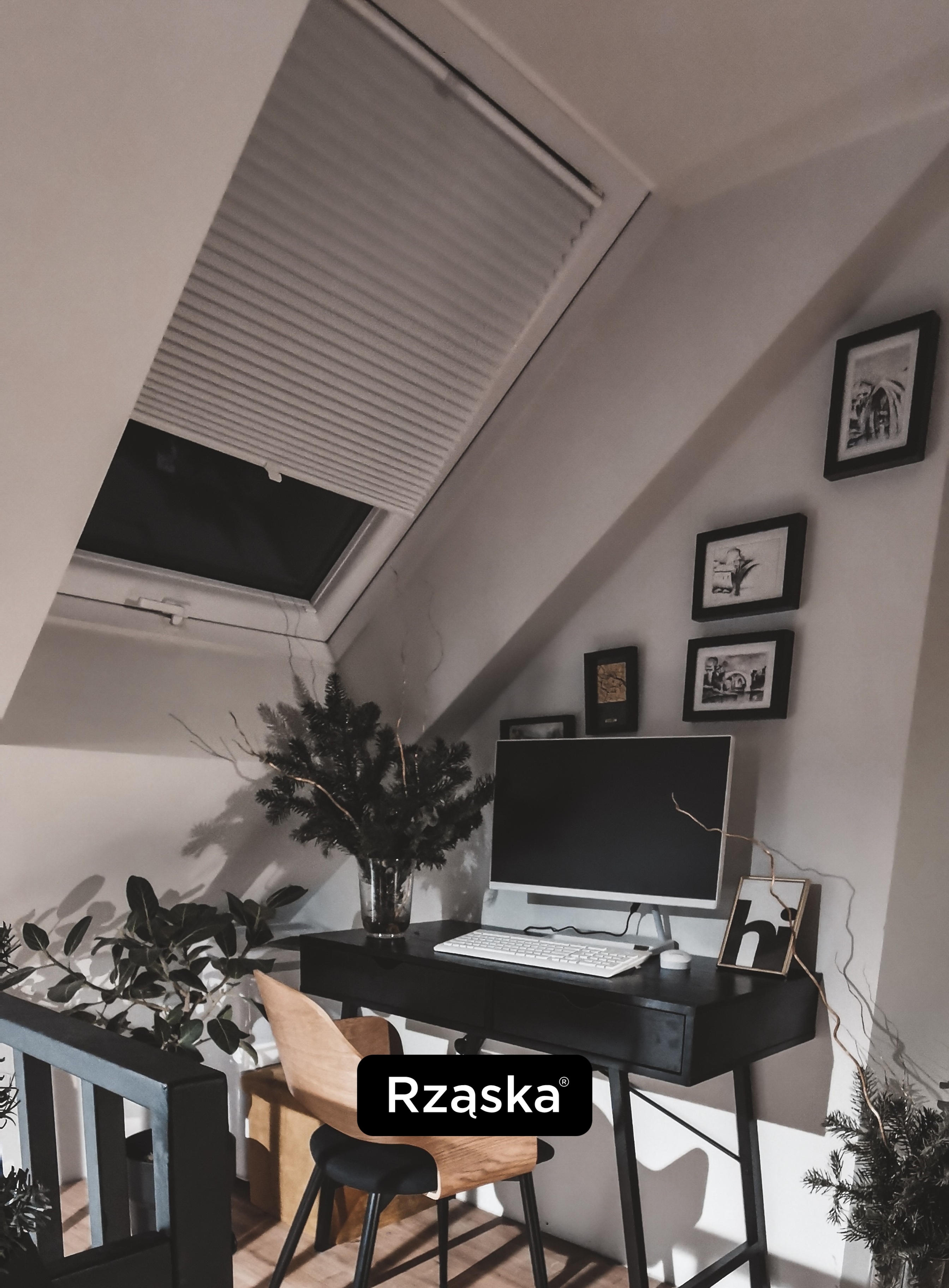 Plisa dachowa w domowym biurze