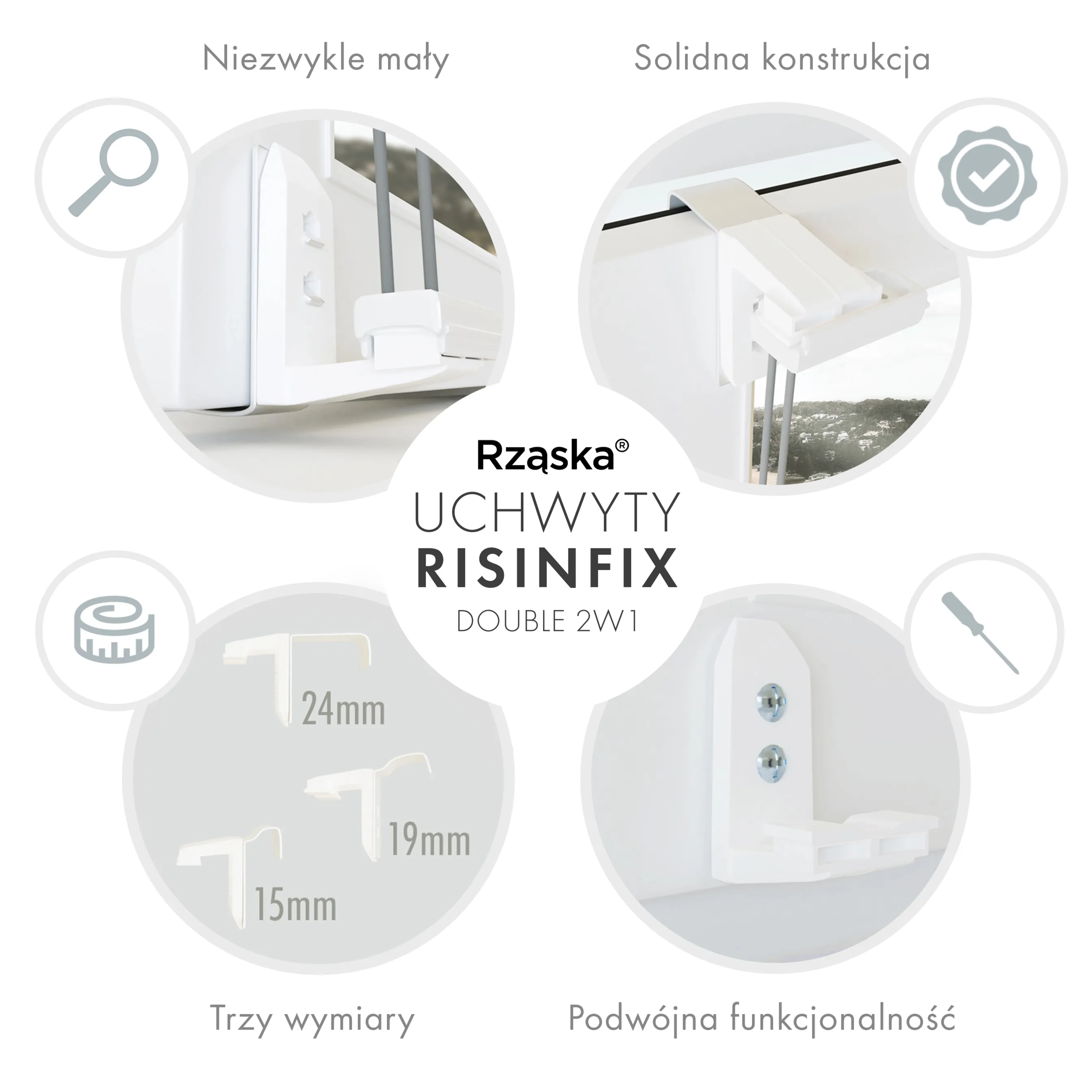Rząska® bezinwazyjna roleta termoizolacyjna na wymiar • Thermo Honeycomb (Plaster Miodu): kolor tkaniny Kokosowy Mus, biały • Risinfix Double 2w1 • kolor profili biały