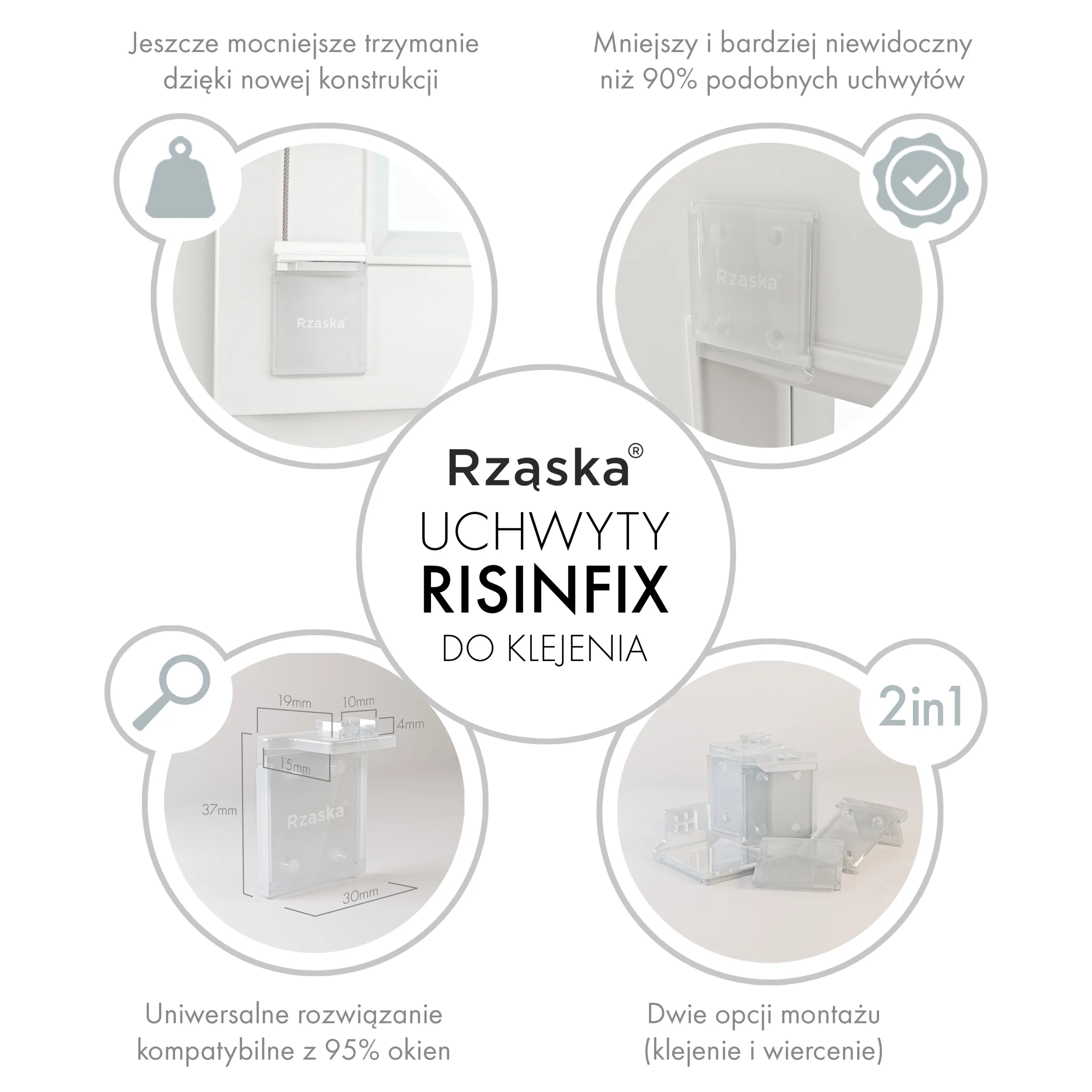 Bezinwazyjna roleta termoizolacyjna Rząska® na wymiar o strukturze plastra miodu kolekcja Honeycomb w kolorze Światło księżyca, białym z profilem antracytowym.