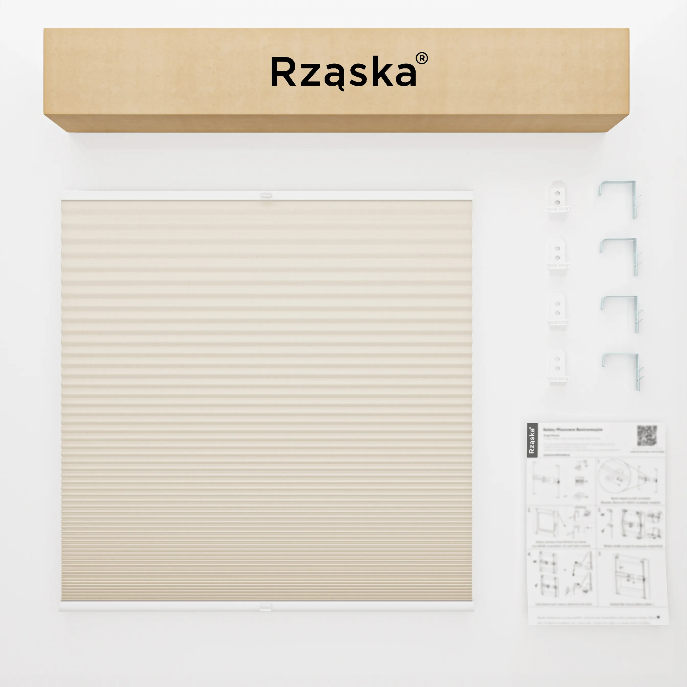 Inwazyjne plisy zaciemniające Rząska® na wymiar o strukturze plastra miodu kolekcja Honeycomb w kolorze Wydma, beżowym z profilem brązowym.