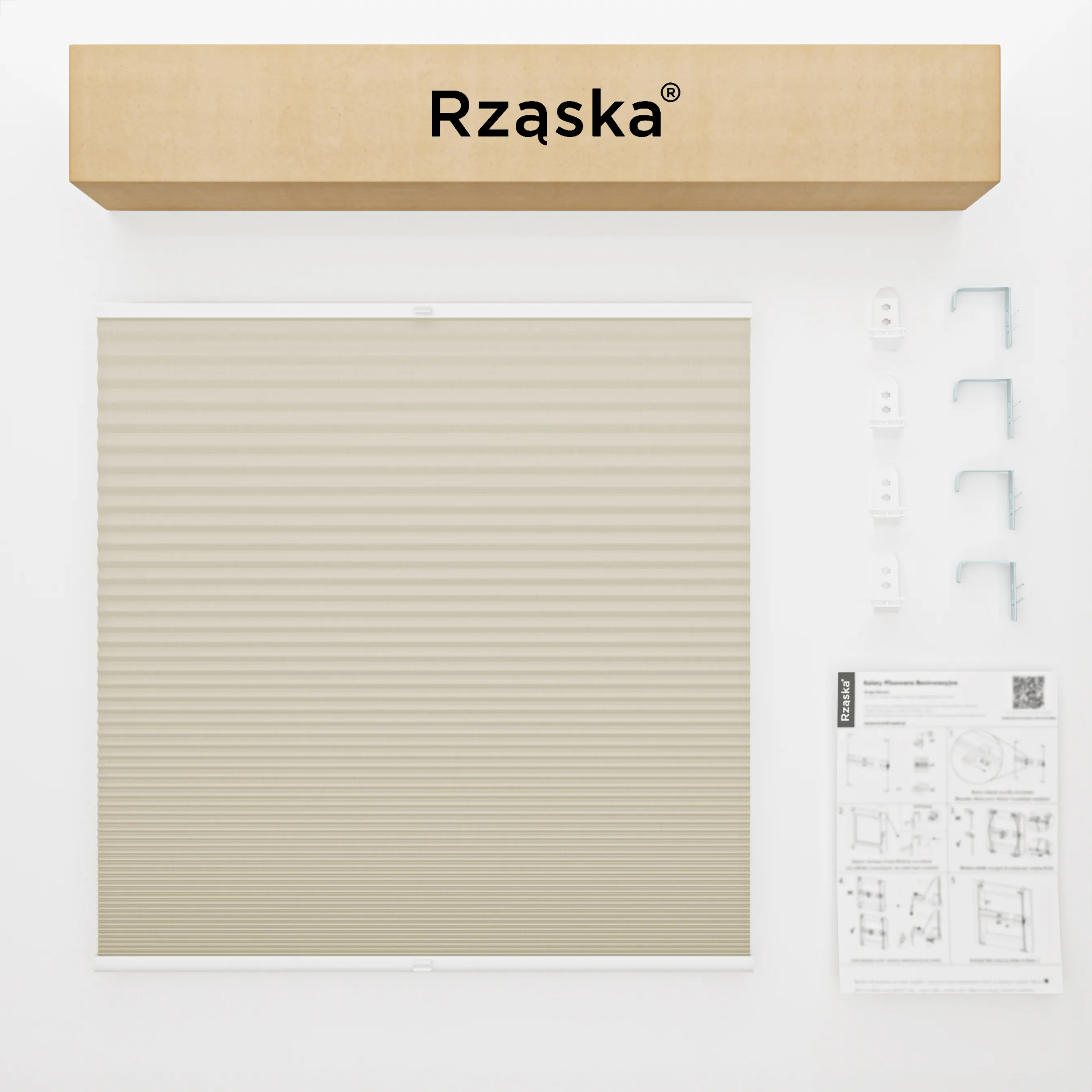 Inwazyjne plisy zaciemniające Rząska® na wymiar o strukturze plastra miodu kolekcja Honeycomb w kolorze Belgijskie Gofry, kremowym z profilem białym.