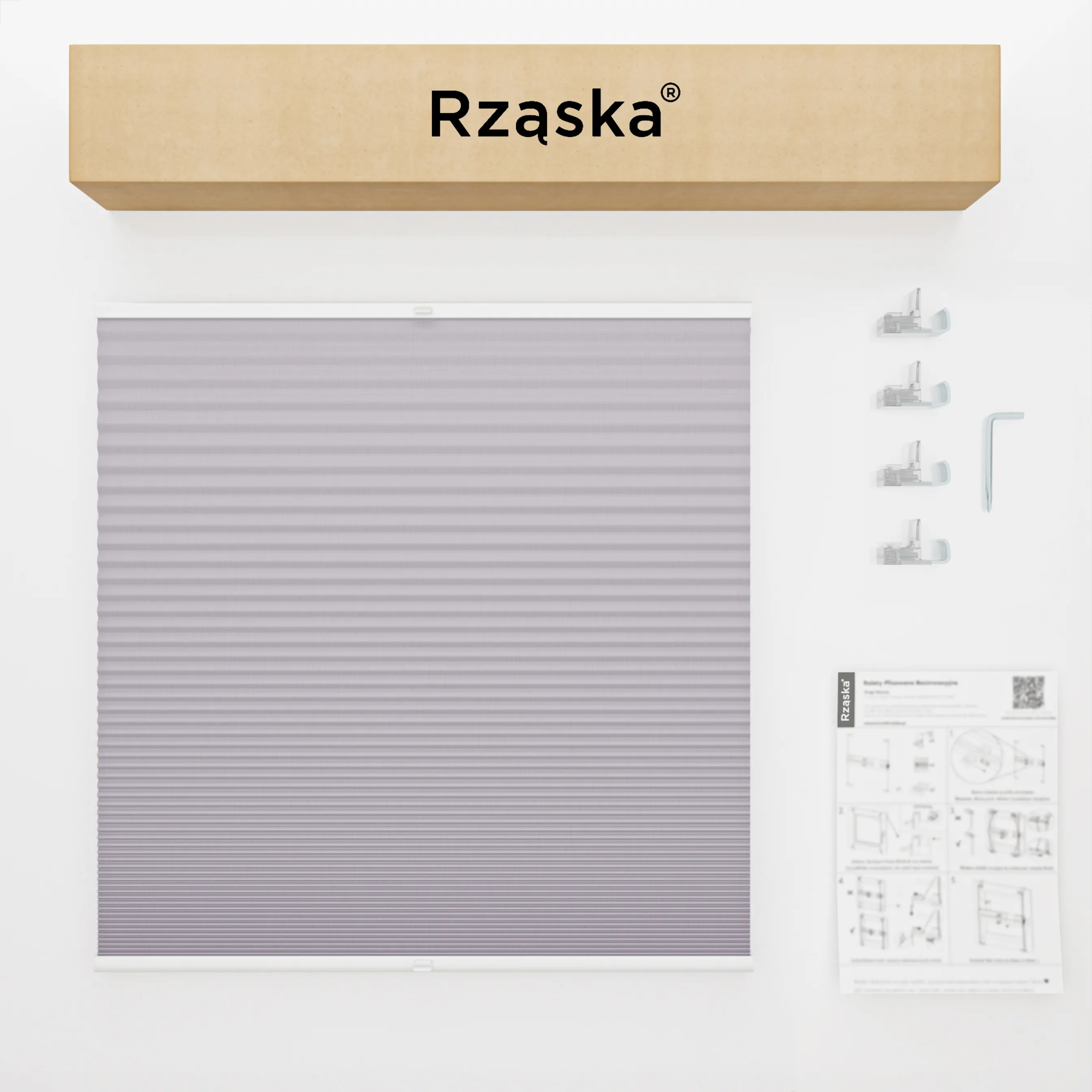 Bezinwazyjne plisy okienne Rząska® na wymiar o strukturze plastra miodu kolekcja Honeycomb w kolorze Japońska Wiśnia, pastelowy fiolet z profilem antracytowym.