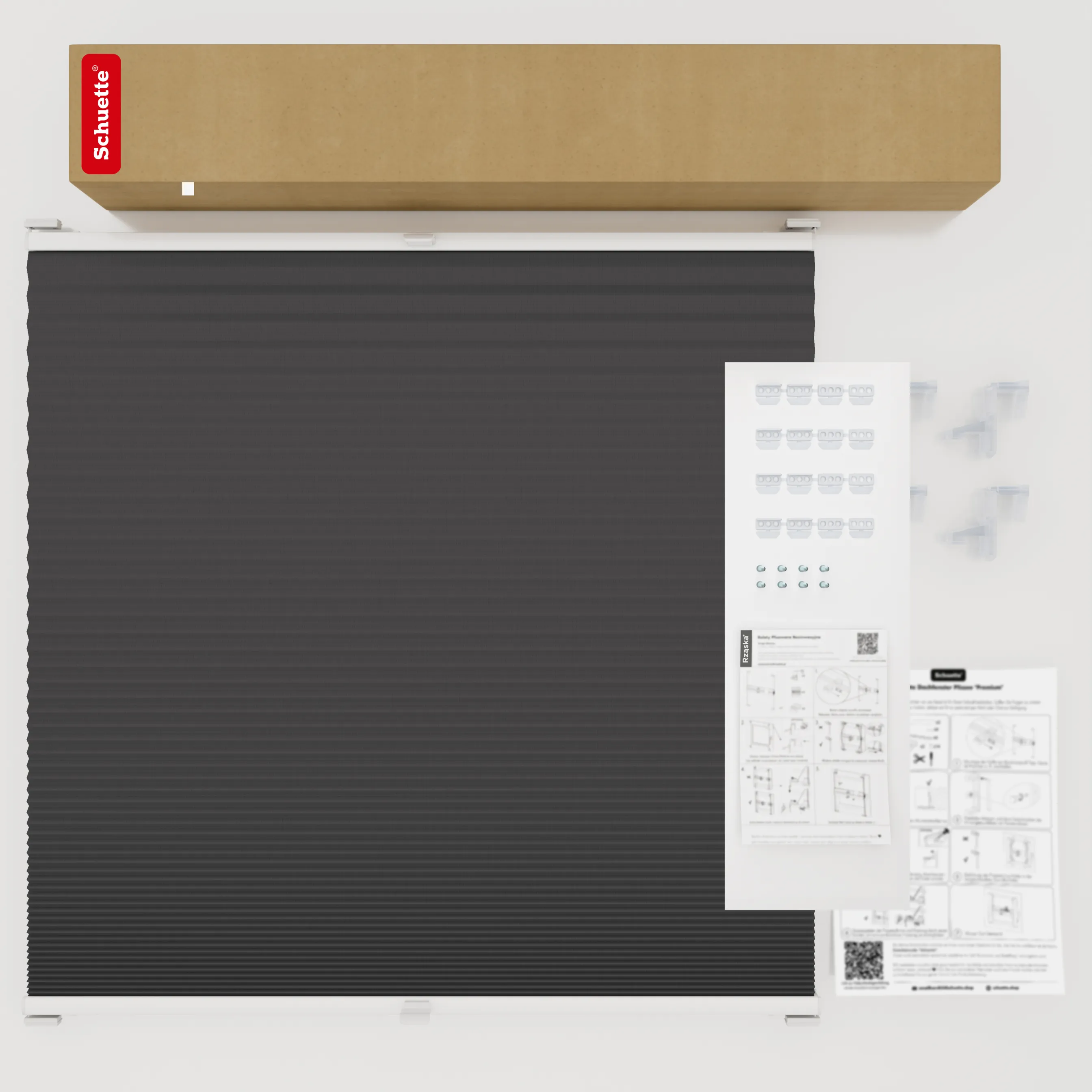 Inwazyjne plisy, rolety termoizolacyjne Rząska® na wymiar o strukturze plastra miodu kolekcja Honeycomb w kolorze Gwiaździsta noc, czarnym z profilem białym.