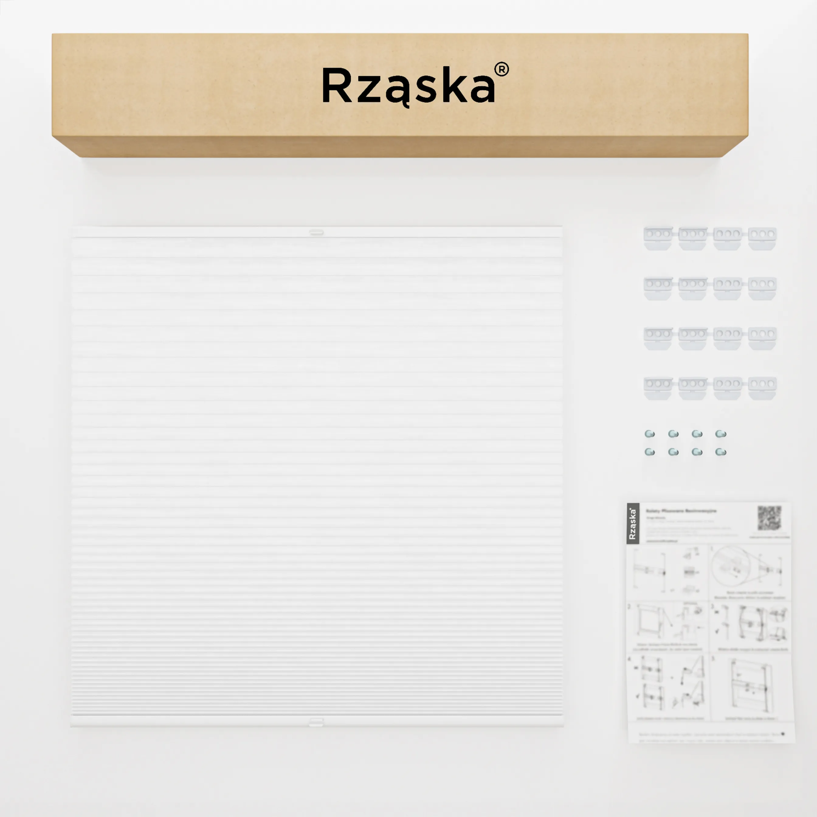 Rząska® dachowa roleta plisowana na wymiar • Thermo Honeycomb (Plaster Miodu): kolor tkaniny Kokosowy Mus, biały • kolor profili srebrny