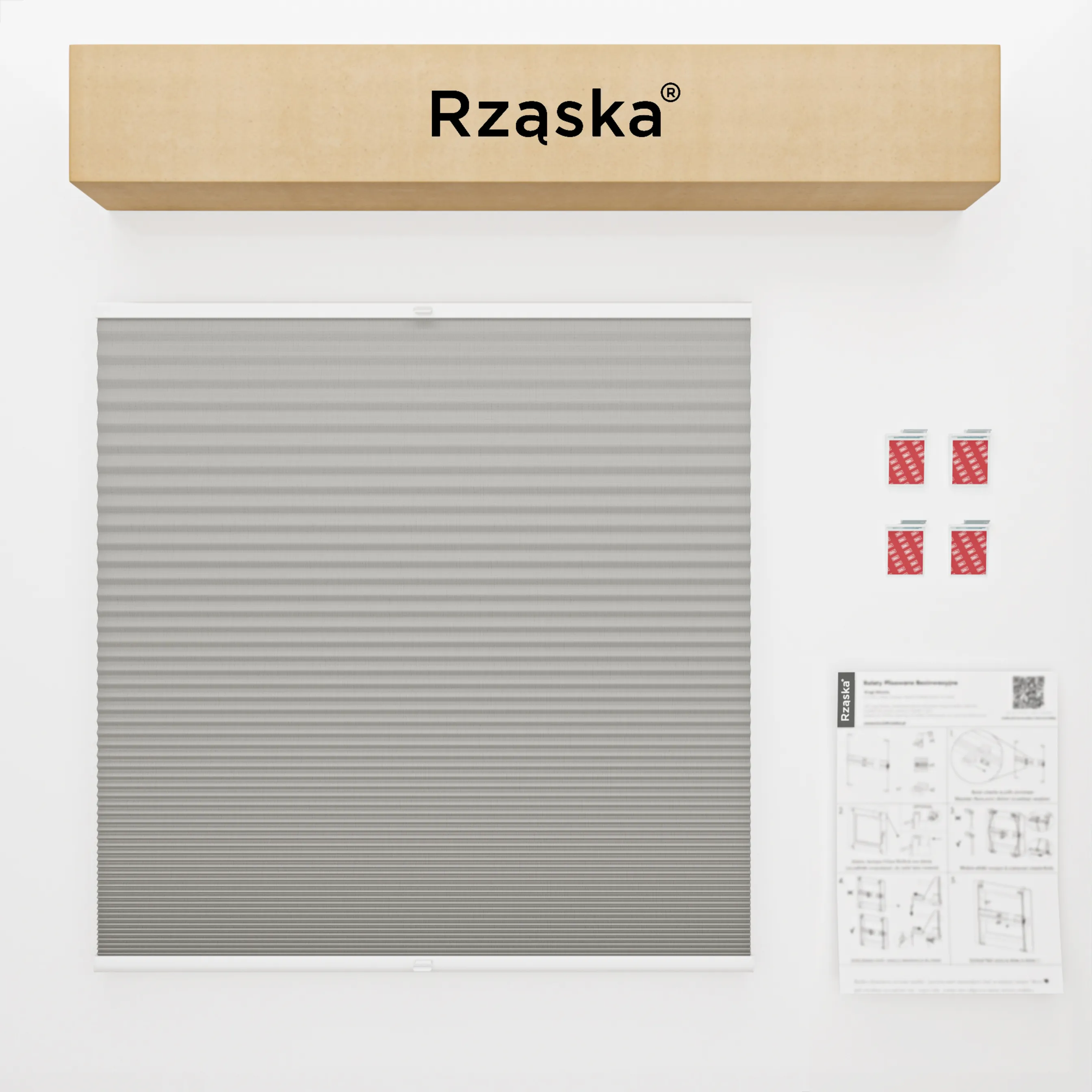 Bezinwazyjna roleta termoizolacyjna Rząska® na wymiar o strukturze plastra miodu kolekcja Honeycomb w kolorze Srebrna mgiełka, szarym z profilem srebrnym.