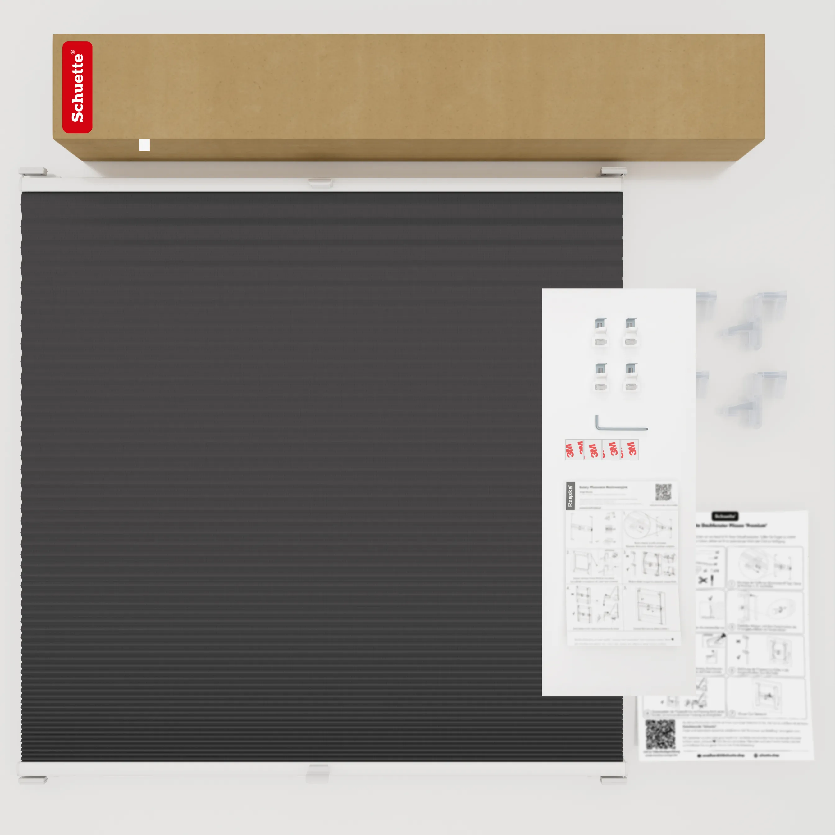 Bezinwazyjne plisy Blackout Rząska® na wymiar o strukturze plastra miodu kolekcja Honeycomb w kolorze Gwiaździsta noc, czarnym z profilem białym.