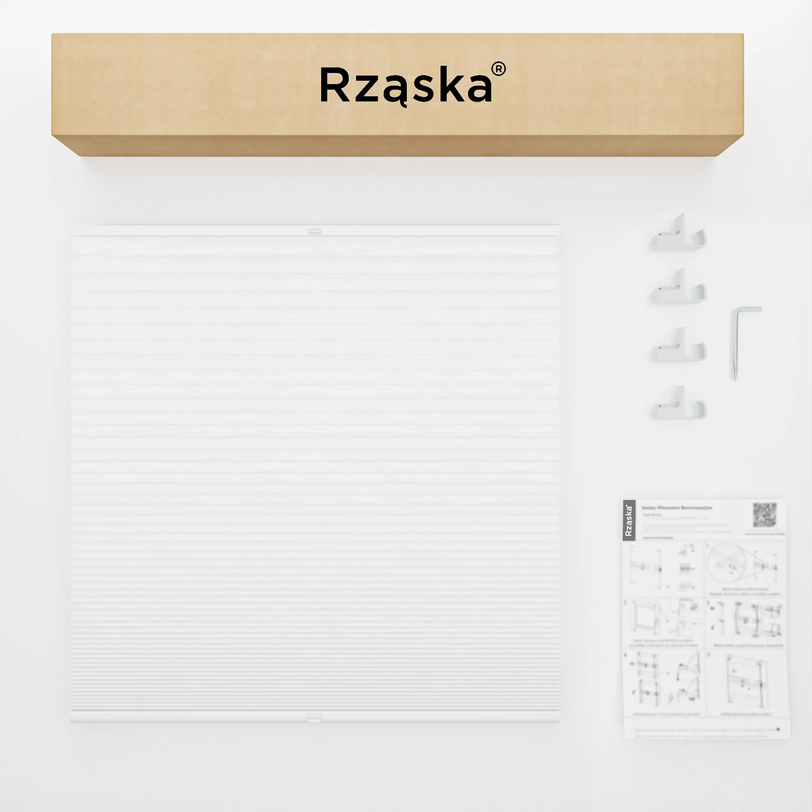 Rząska® bezinwazyjne rolety plisowane na wymiar • Thermo Honeycomb (Plaster Miodu): kolor tkaniny Kokosowy Mus, biały • Risinfix do zaciskania • kolor profili antracyt