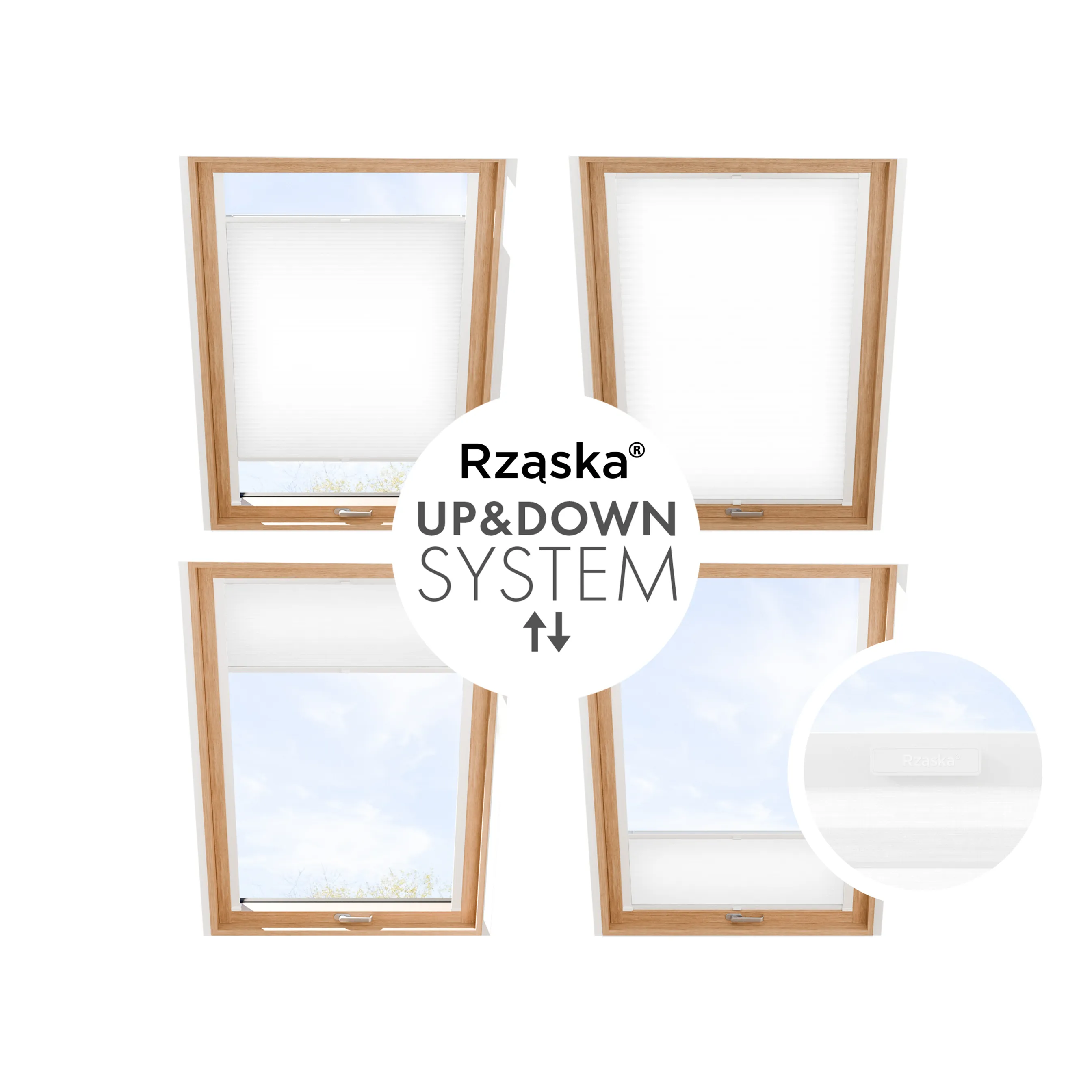 Rząska® dachowa roleta plisowana na wymiar • Thermo Honeycomb (Plaster Miodu): kolor tkaniny Kokosowy Mus, biały • kolor profili biały