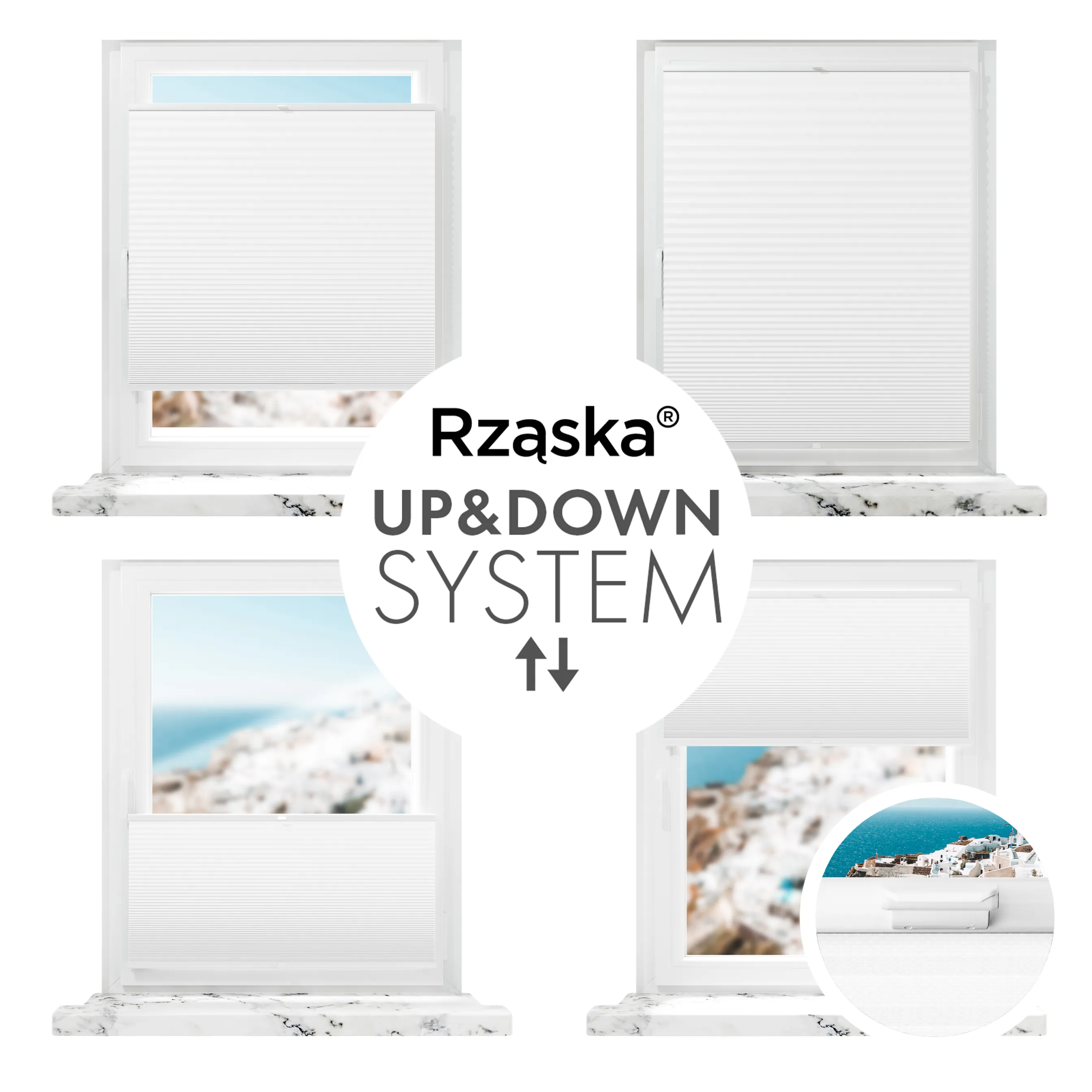 Bezinwazyjne plisy Blackout Rząska® na wymiar o strukturze plastra miodu kolekcja Honeycomb w kolorze Światło księżyca, białym z profilem srebrnym.