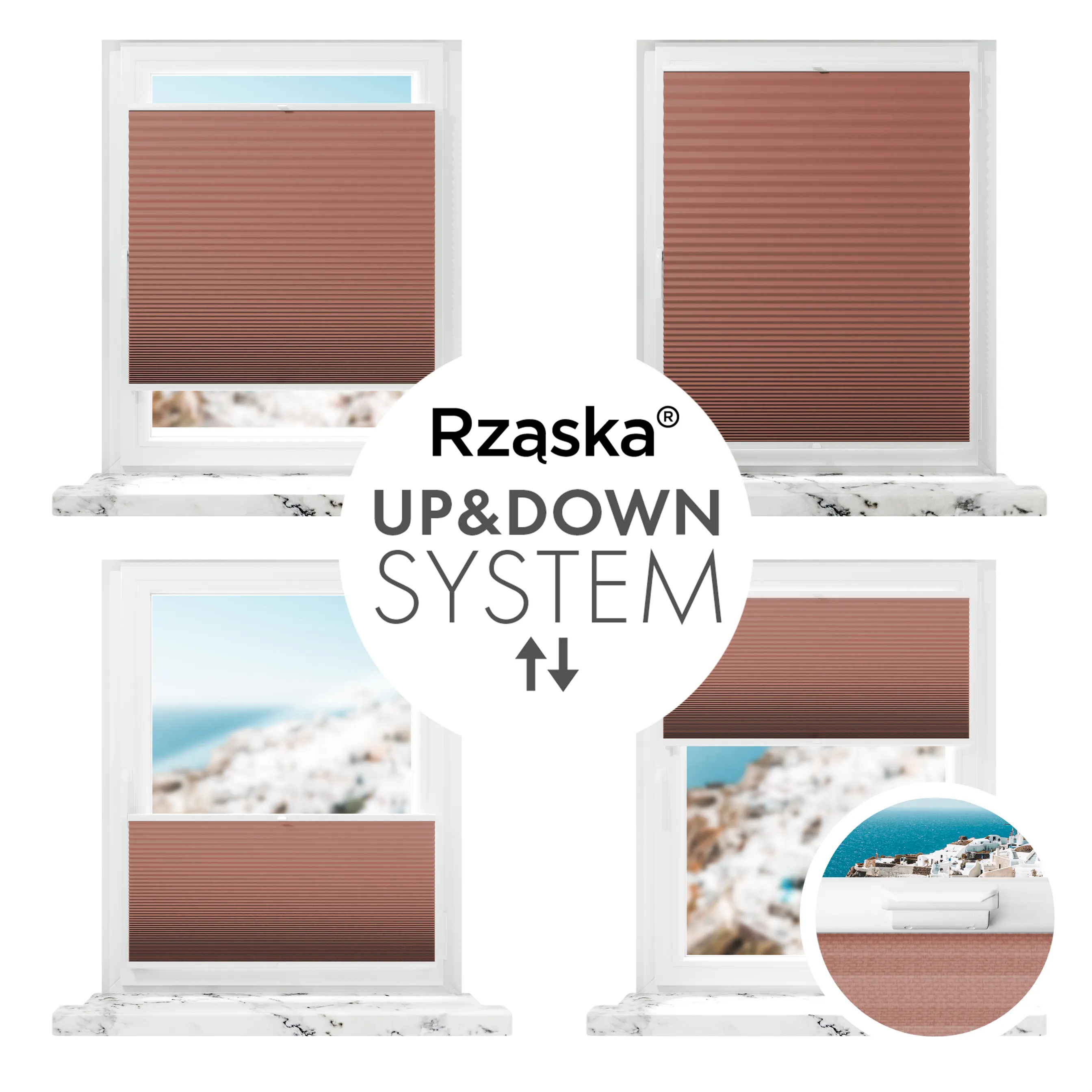 Bezinwazyjne plisy okienne Rząska® na wymiar o strukturze plastra miodu kolekcja Honeycomb w kolorze Płatek maku, czerwonym z profilem białym.