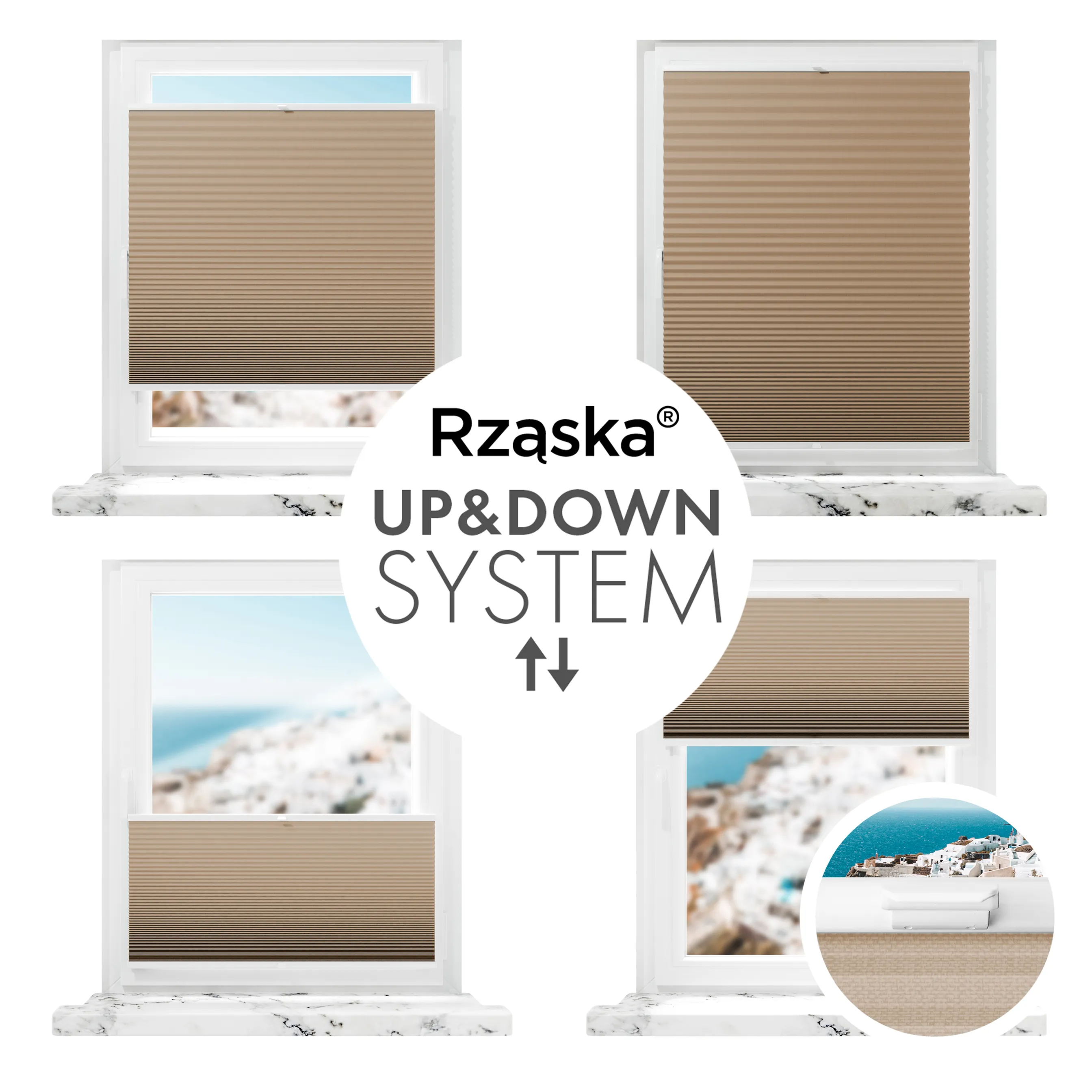 Bezinwazyjne plisy Blackout Rząska® na wymiar o strukturze plastra miodu kolekcja Honeycomb w kolorze Drewno klonowe, brązowym z profilem białym.