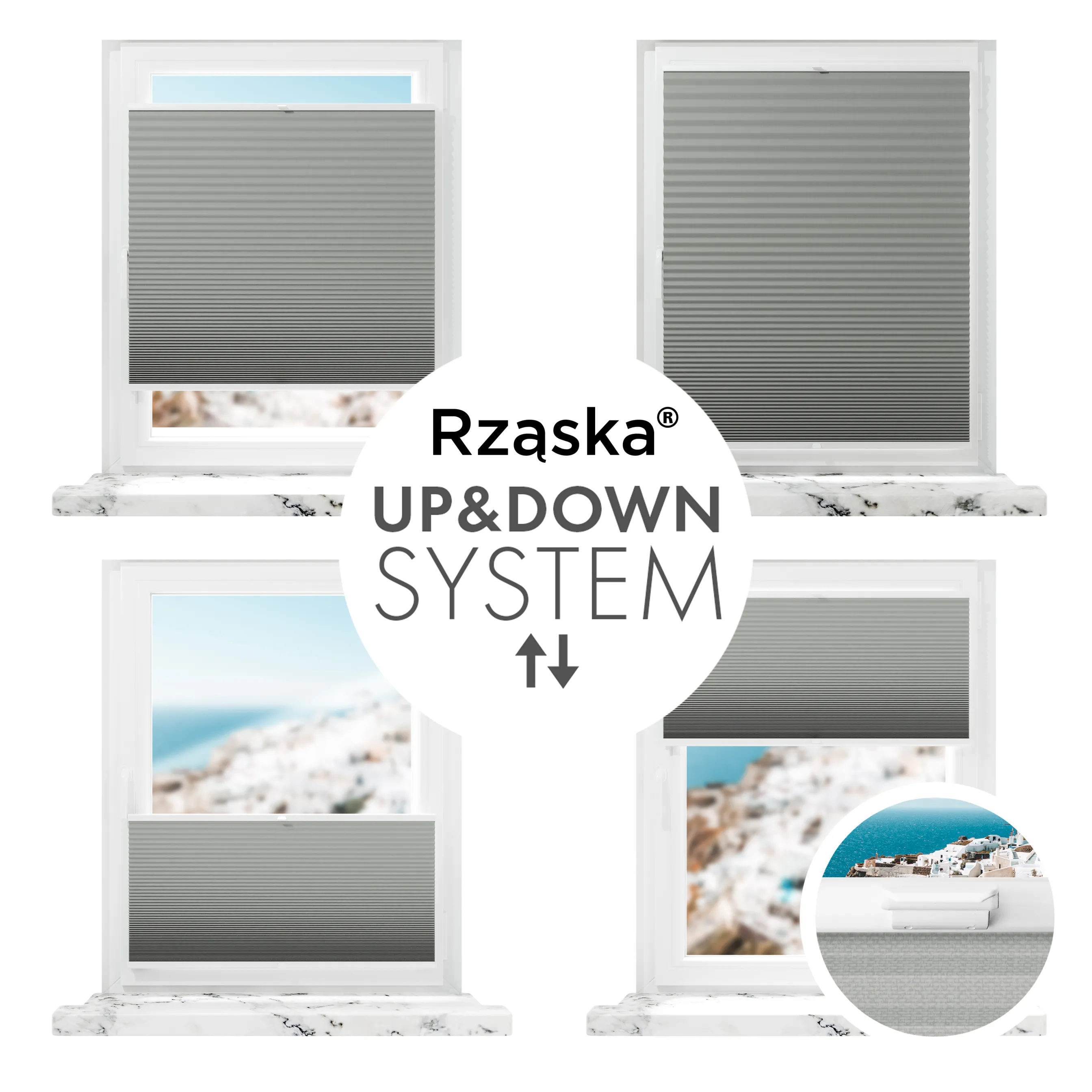 Bezinwazyjne plisy Blackout Rząska® na wymiar o strukturze plastra miodu kolekcja Honeycomb w kolorze Szept Poranka, jasnoszarym z profilem antracytowym.