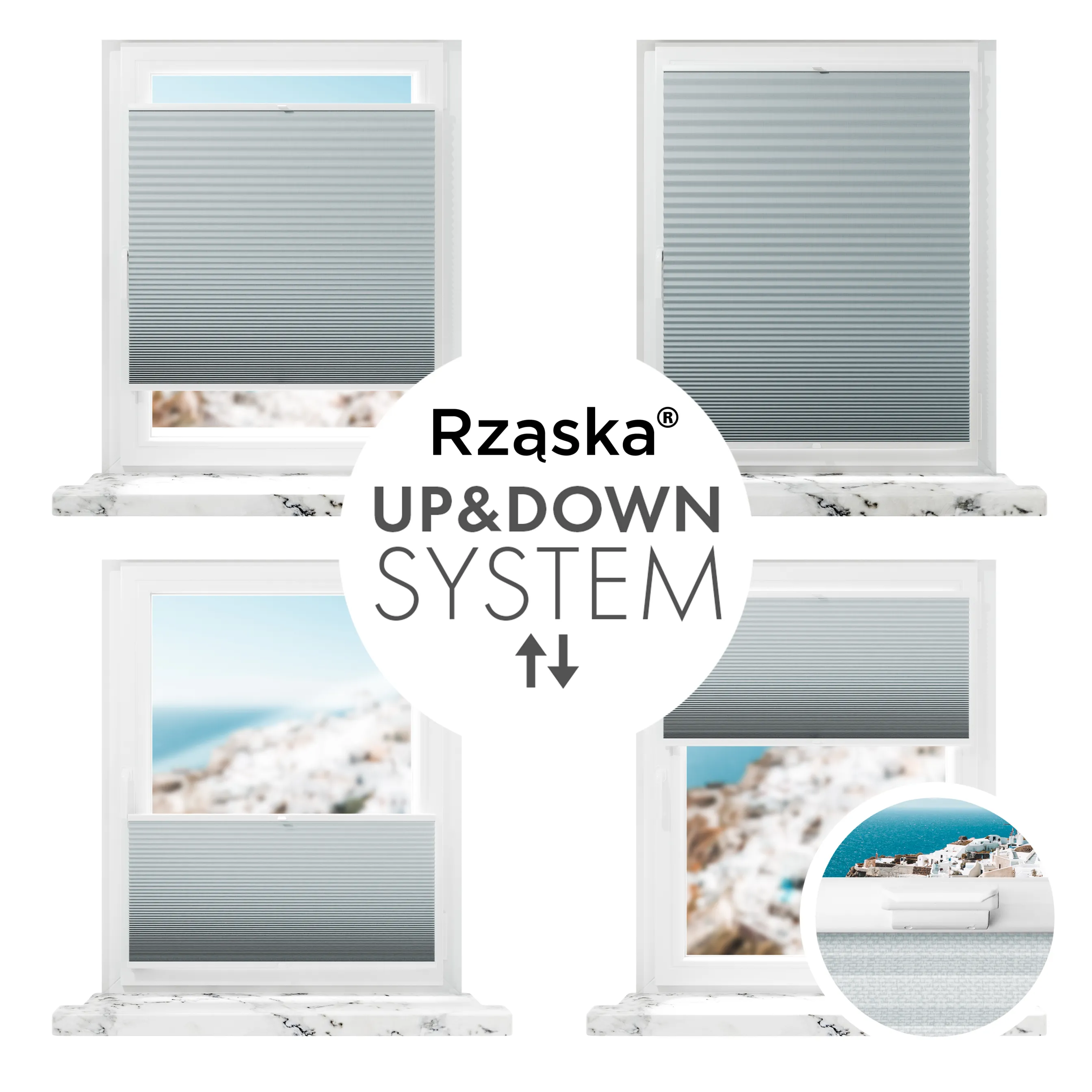 Bezinwazyjne plisy Blackout Rząska® na wymiar o strukturze plastra miodu kolekcja Honeycomb w kolorze Siódme niebo, pastolowy błękit z profilem białym.