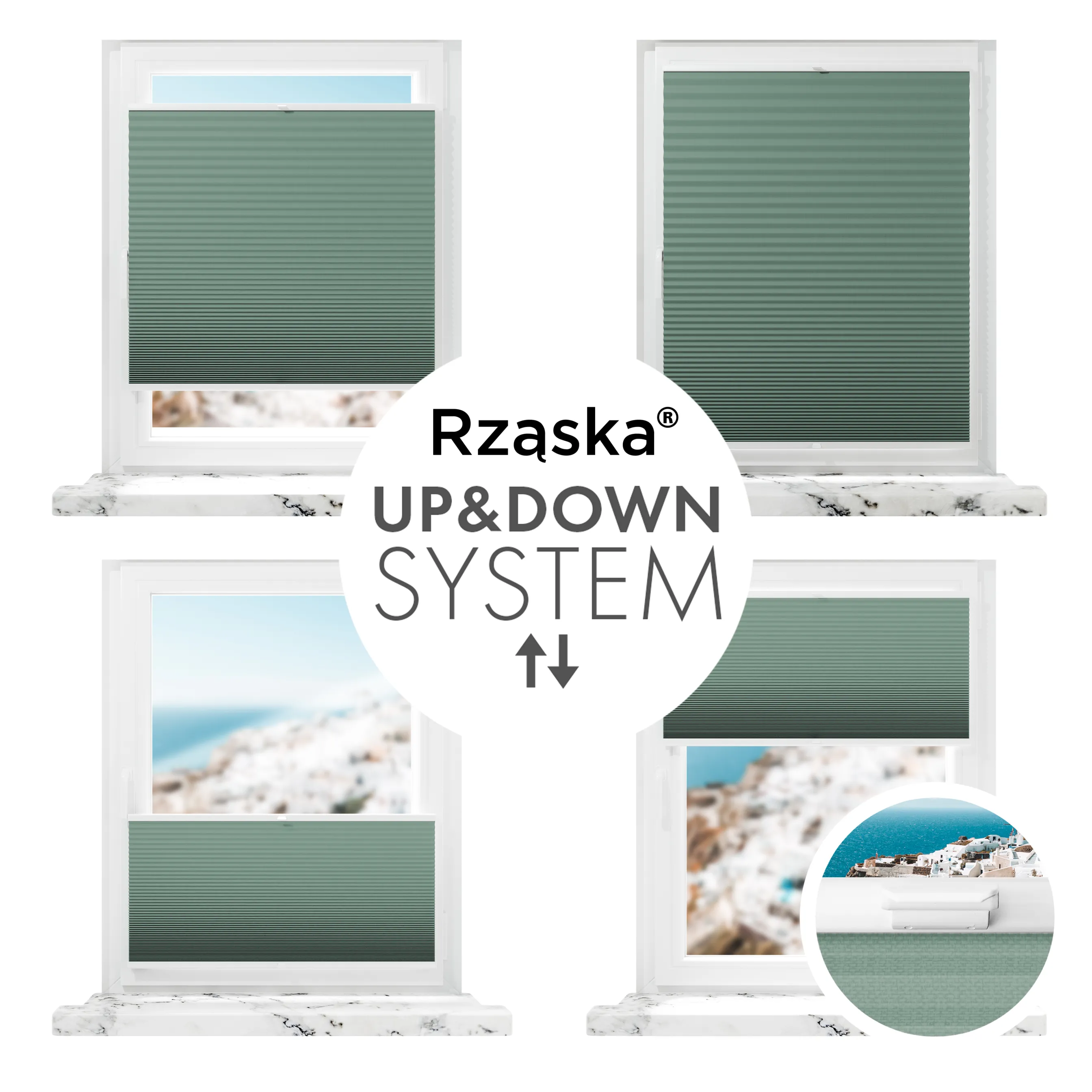 Bezinwazyjne plisy Blackout Rząska® na wymiar o strukturze plastra miodu kolekcja Honeycomb w kolorze Królestwo Oz, jasnozielonym z profilem srebrnym.