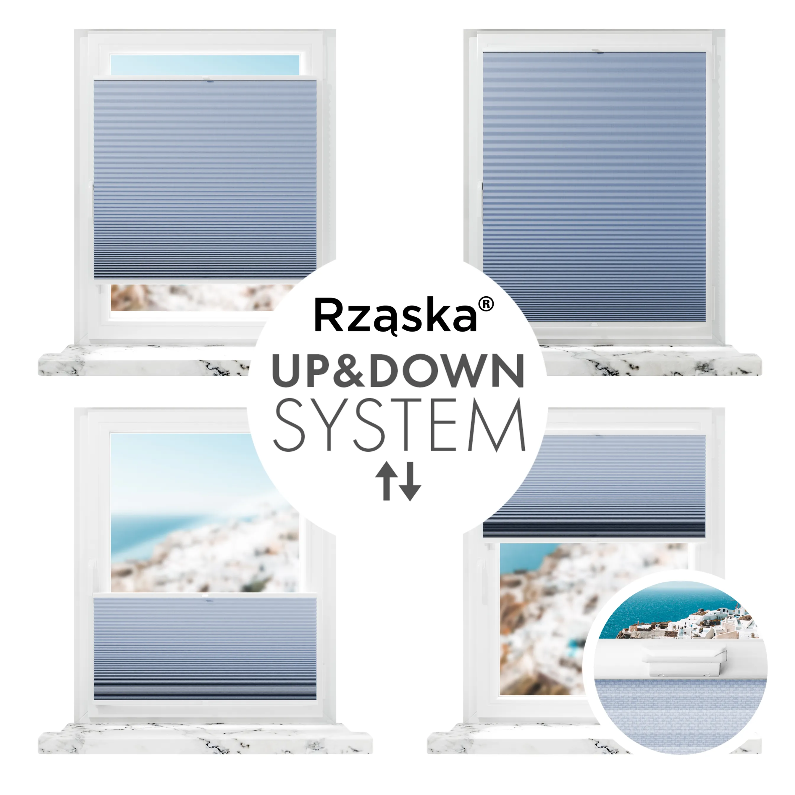 Inwazyjne plisy zaciemniające Rząska® na wymiar o strukturze plastra miodu kolekcja Honeycomb w kolorze Lodowy Ocean, jasnoniebieskim z profilem białym.