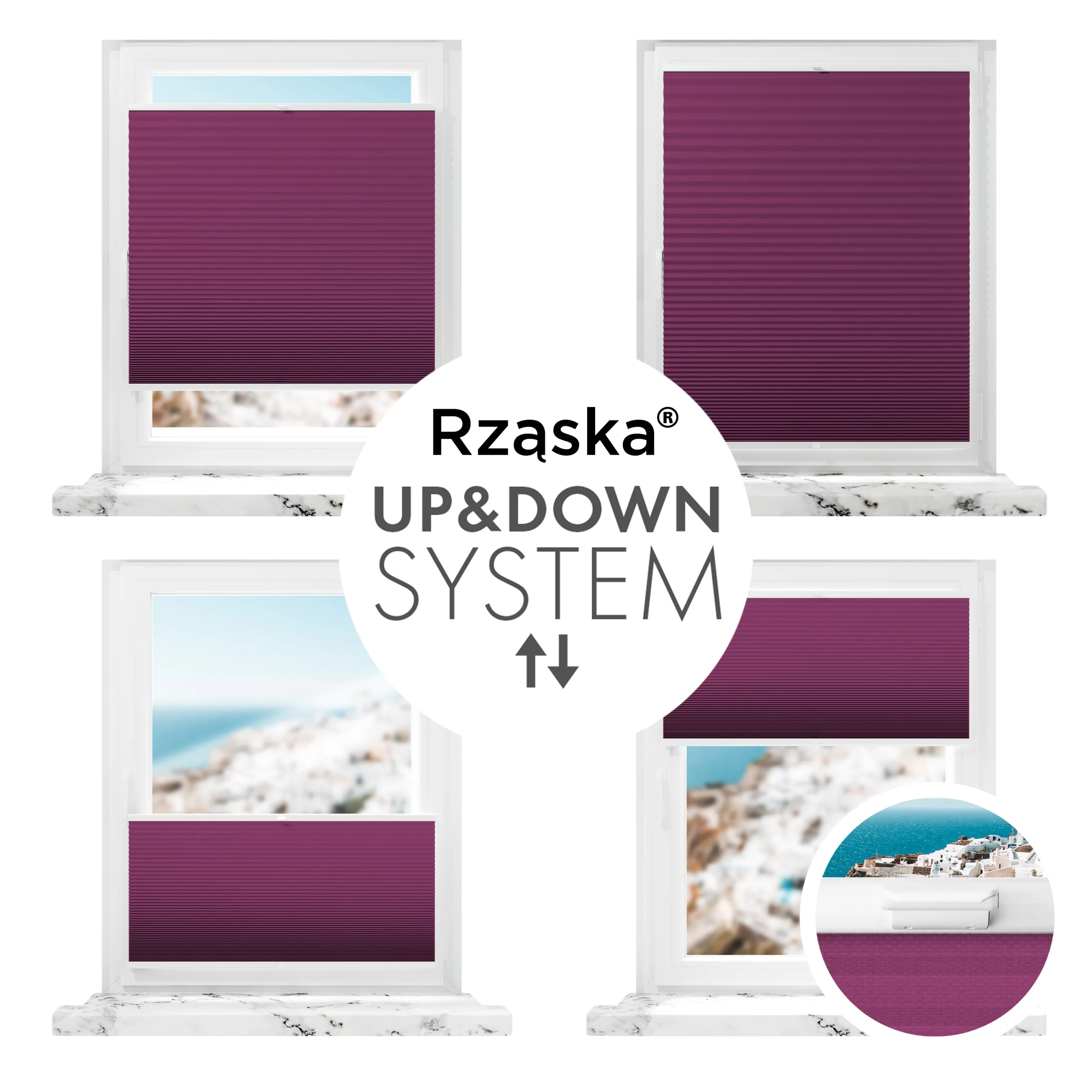 Inwazyjne plisy zaciemniające Rząska® na wymiar o strukturze plastra miodu kolekcja Honeycomb w kolorze Red Velvet , fioletowo-czerwonym z profilem białym.