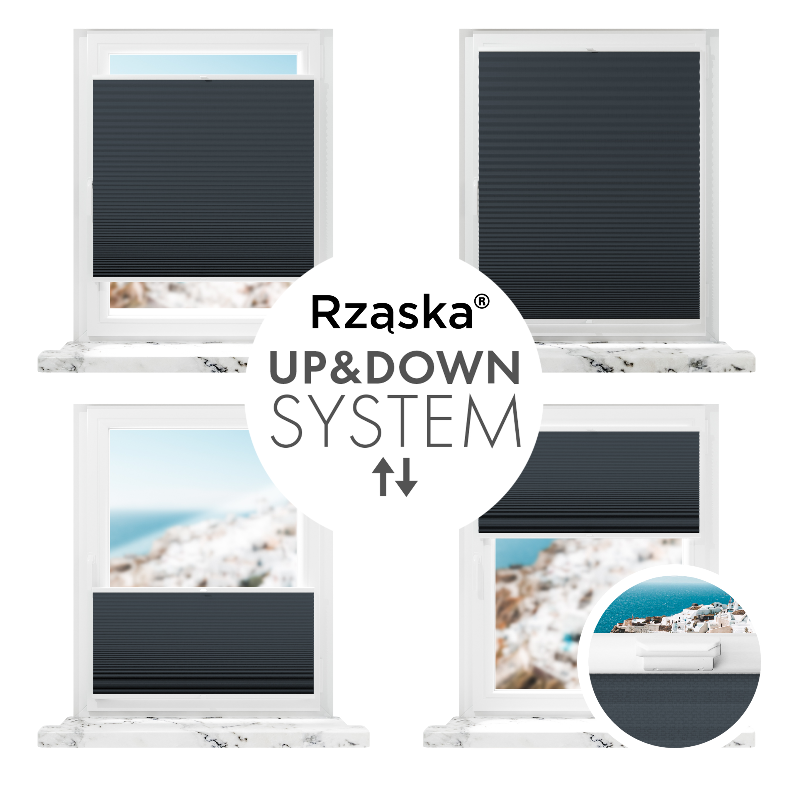 Inwazyjne plisy zaciemniające Rząska® na wymiar o strukturze plastra miodu kolekcja Honeycomb w kolorze Popiół Północy, antracytowym z profilem białym.