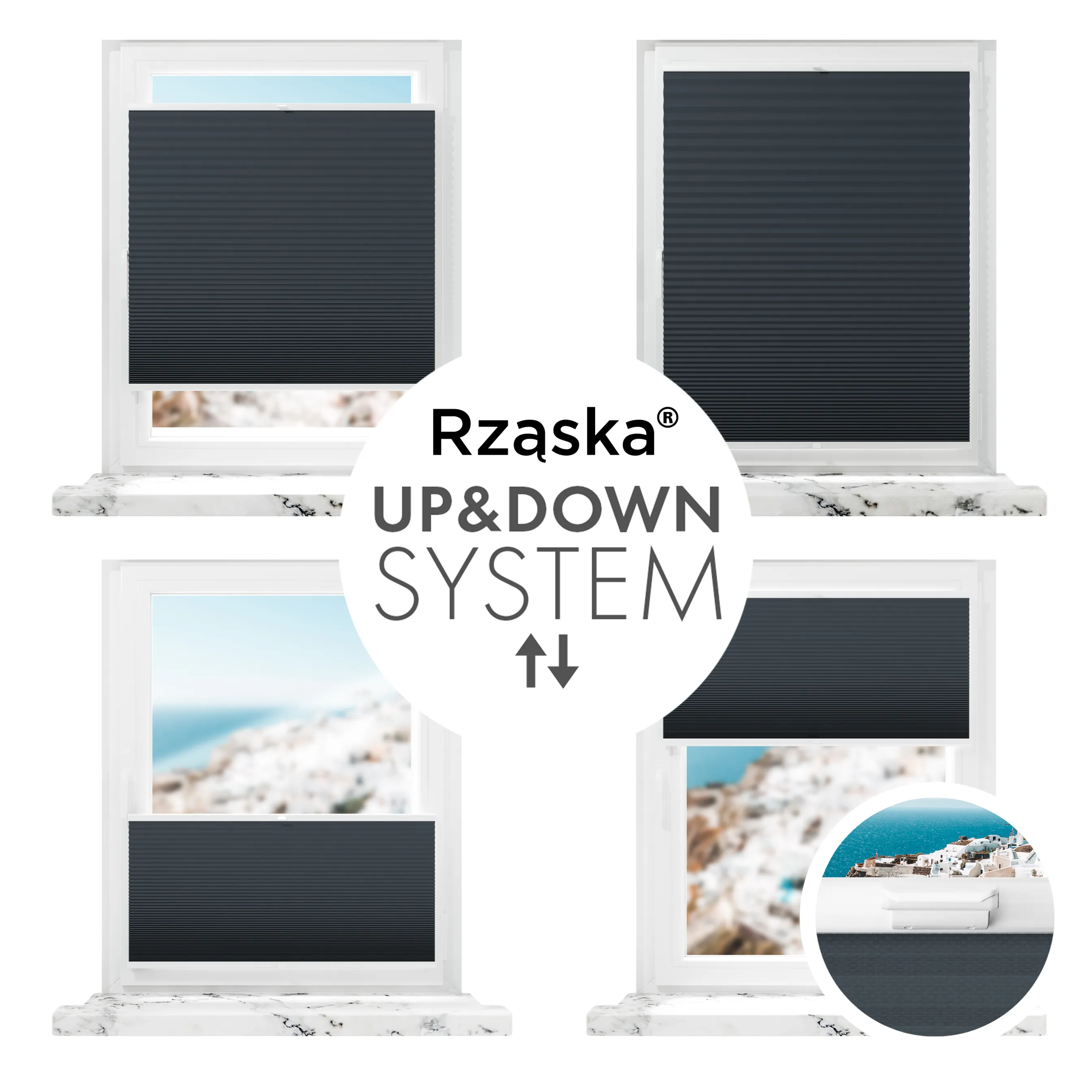 Inwazyjne plisy zaciemniające Rząska® na wymiar o strukturze plastra miodu kolekcja Honeycomb w kolorze Popiół Północy, antracytowym z profilem białym.