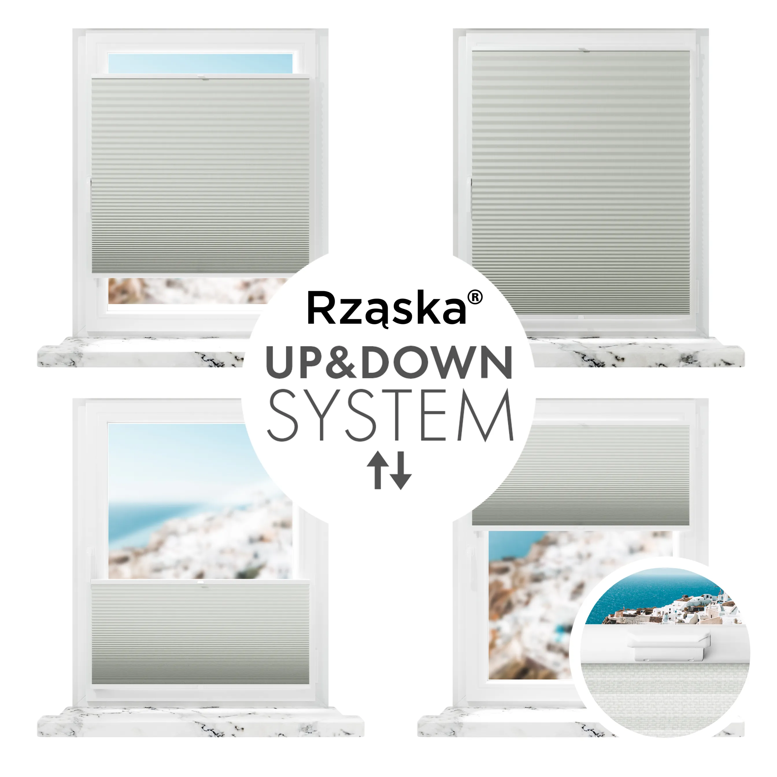 Bezinwazyjne plisy Blackout Rząska® na wymiar o strukturze plastra miodu kolekcja Honeycomb w kolorze Dzwoneczkowy Pył, pastelowa zieleń z profilem dębowym.