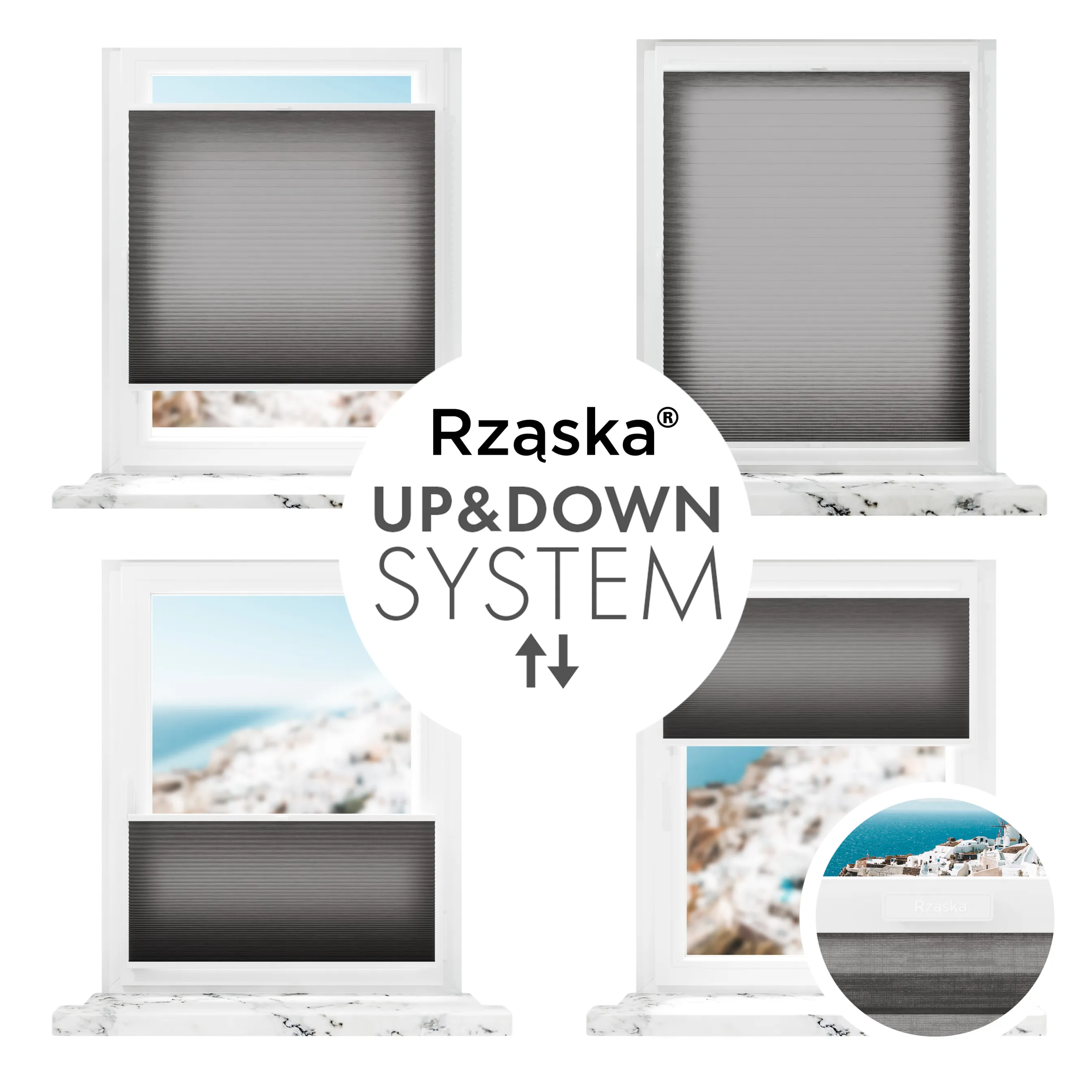 Rząska® bezinwazyjne plisy zaciemniające na wymiar • Thermo Honeycomb (Plaster Miodu): kolor tkaniny Nocna Przekąska, czarny • Risinfix do zaciskania (transparent) • kolor profili biały