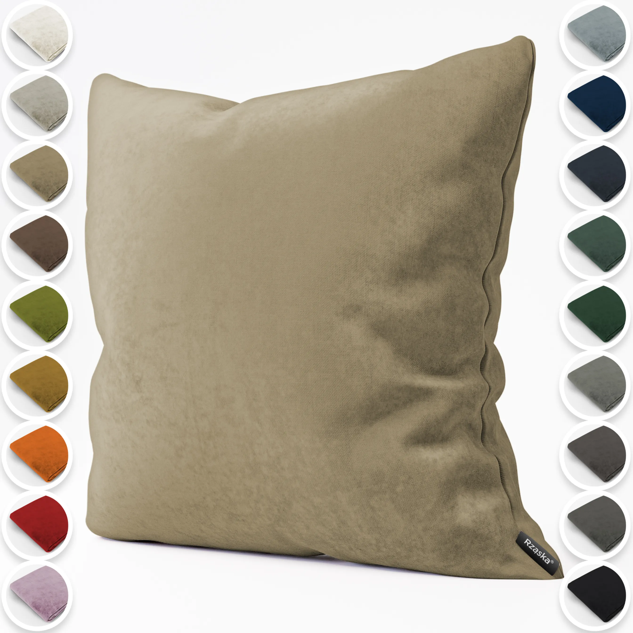 Dekoracyjne poszewki na poduszki Rząska® w rozmiarze 40x40 cm, przytulne i miękkie z kolekcji Millenium Velvet w kolorze Brown Teddy, beżowym.