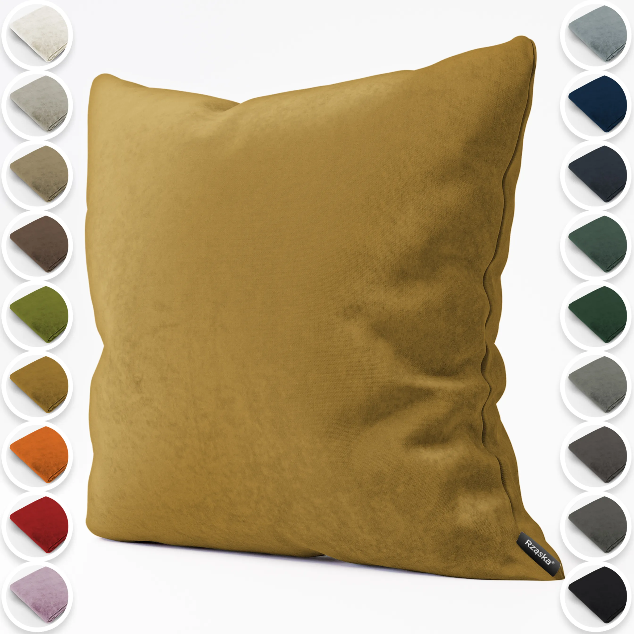 Dekoracyjne poszewki na poduszki Rząska® w rozmiarze 40x40 cm, przytulne i miękkie z kolekcji Millenium Velvet w kolorze Butterscotch, żółtym.