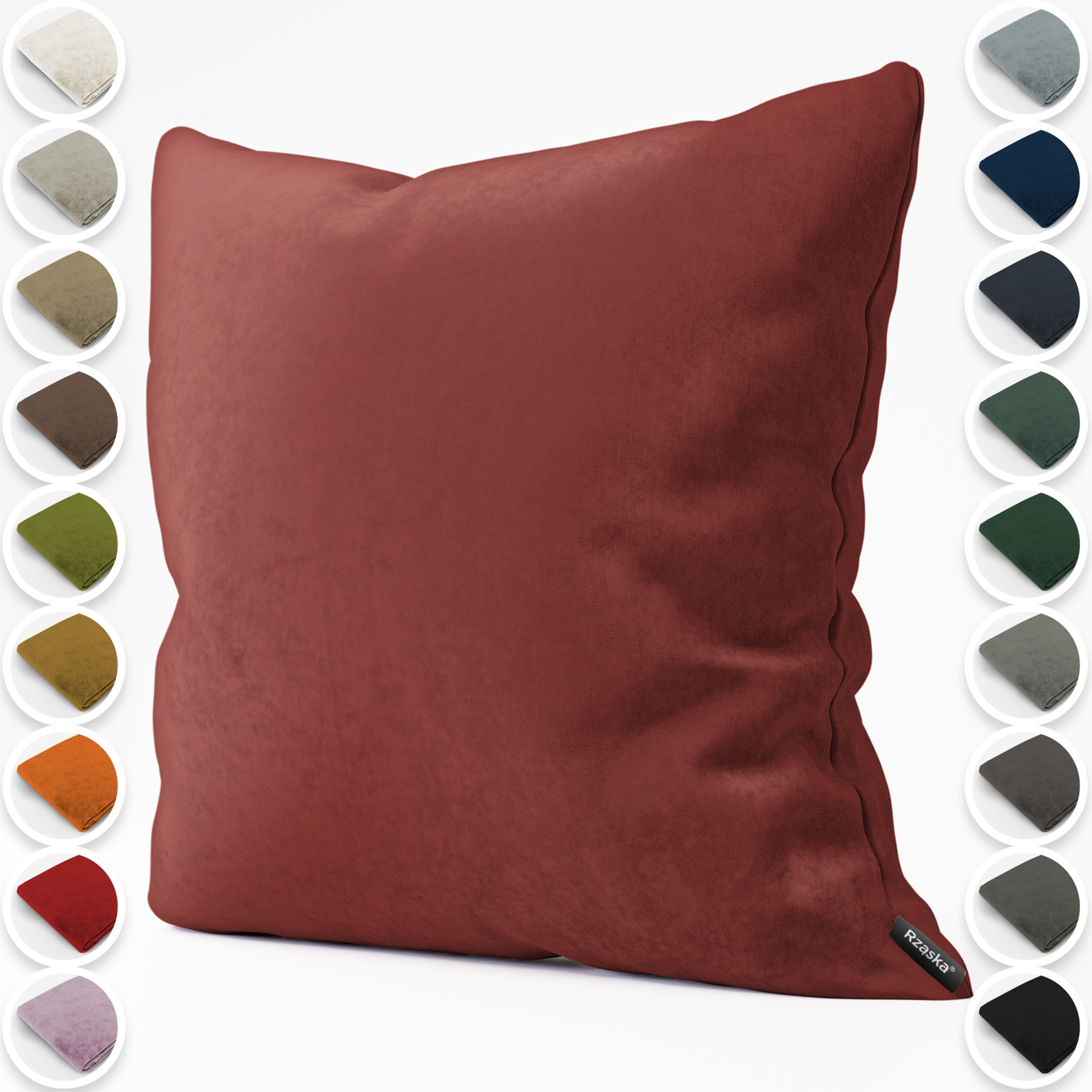 Dekoracyjne poszewki na poduszki Rząska® w rozmiarze 40x40 cm, przytulne i miękkie z kolekcji Millenium Velvet w kolorze Carmine, czerwonym.