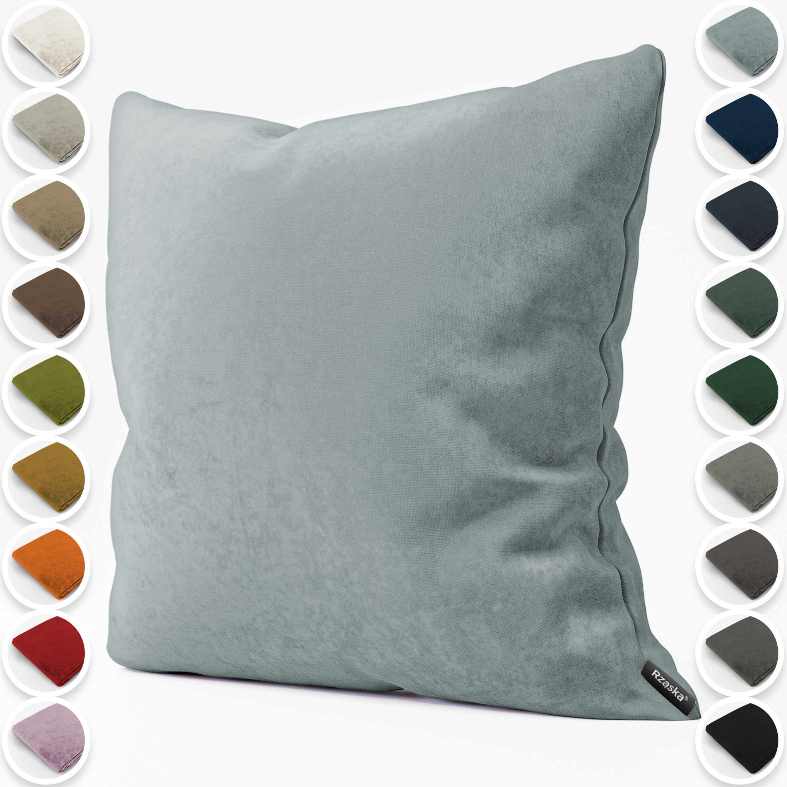 Dekoracyjne poszewki na poduszki Rząska® w rozmiarze 40x40 cm, przytulne i miękkie z kolekcji Millenium Velvet w kolorze Koala Shade, szarym.