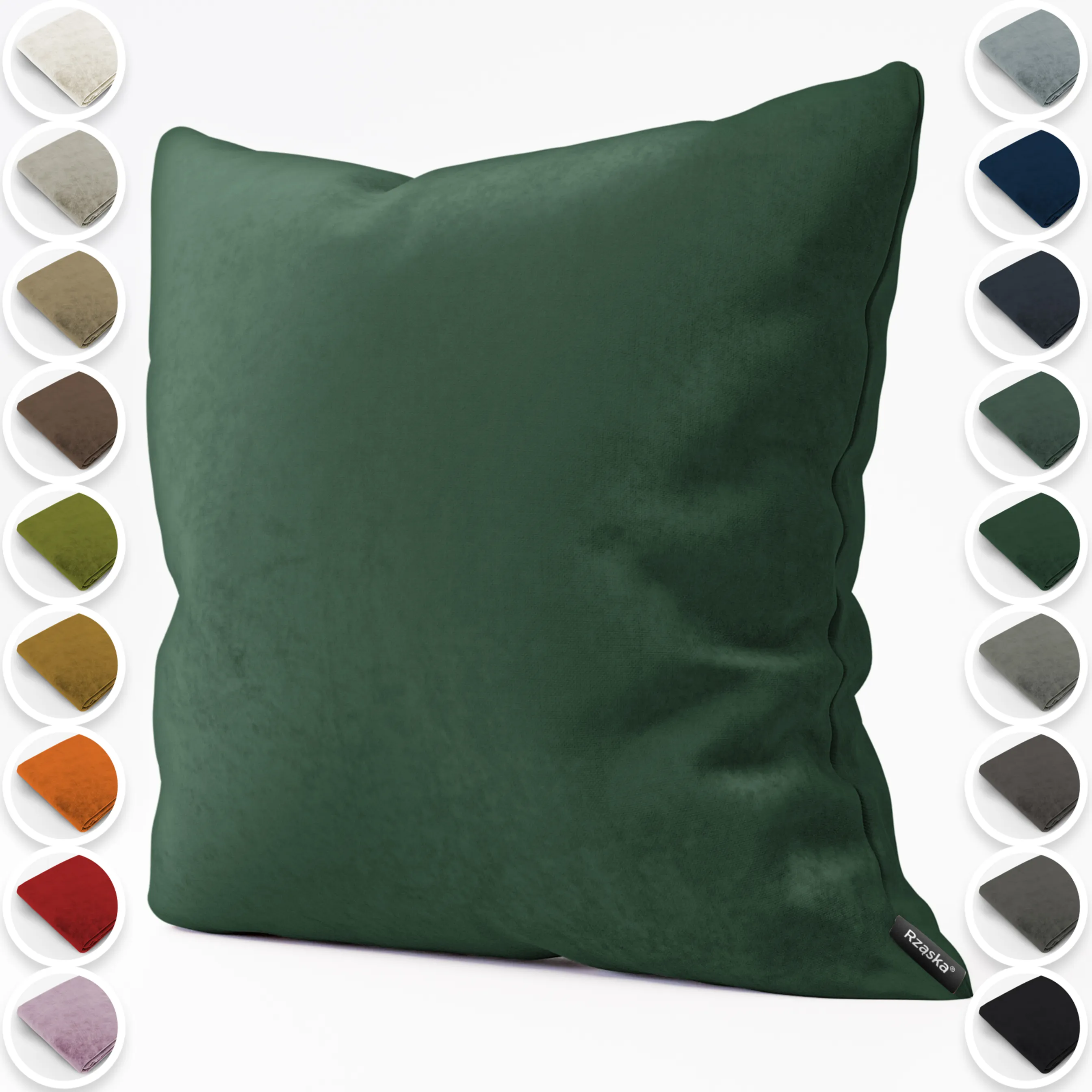 Dekoracyjne poszewki na poduszki Rząska® w rozmiarze 40x40 cm, przytulne i miękkie z kolekcji Millenium Velvet w kolorze Dark Forest, ciemnoniebieskim.
