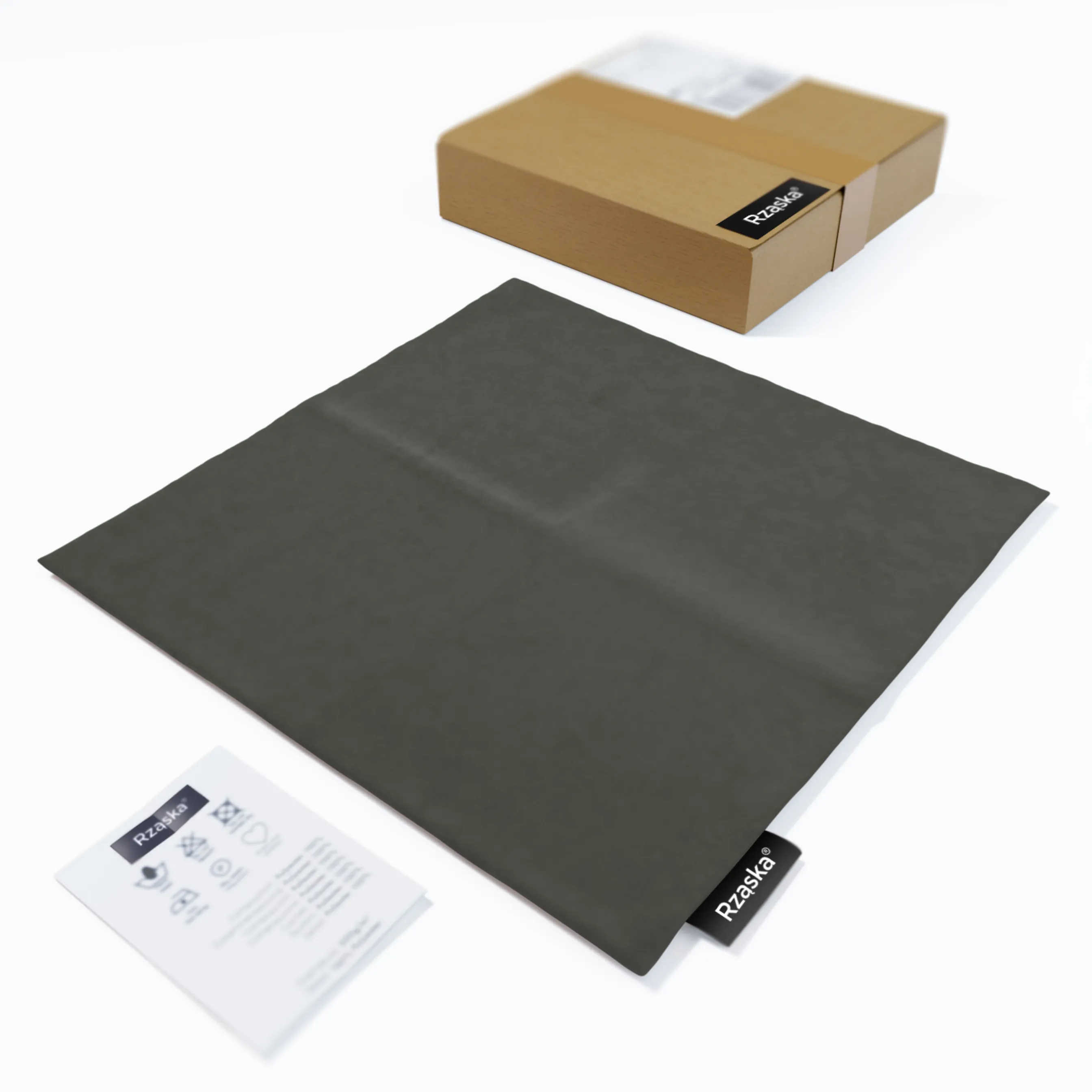 Dekoracyjne poszewki na poduszki Rząska® w rozmiarze 40x40 cm, przytulne i miękkie z kolekcji Millenium Velvet w kolorze Dark Shadow, szarym.